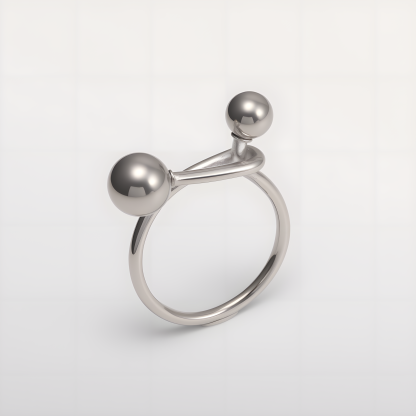 Creative Double Ball Ring Ladies Stainless Steel Ring丨G003607-JinBaoJewerly