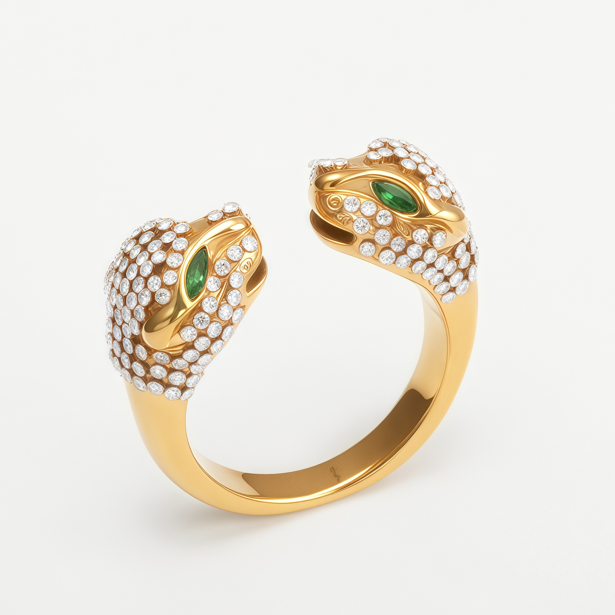 Luxury Leopard Inlay Emerald Diamond Stainless Steel Unisex Ring丨G002495JB-JinBaoJewerly