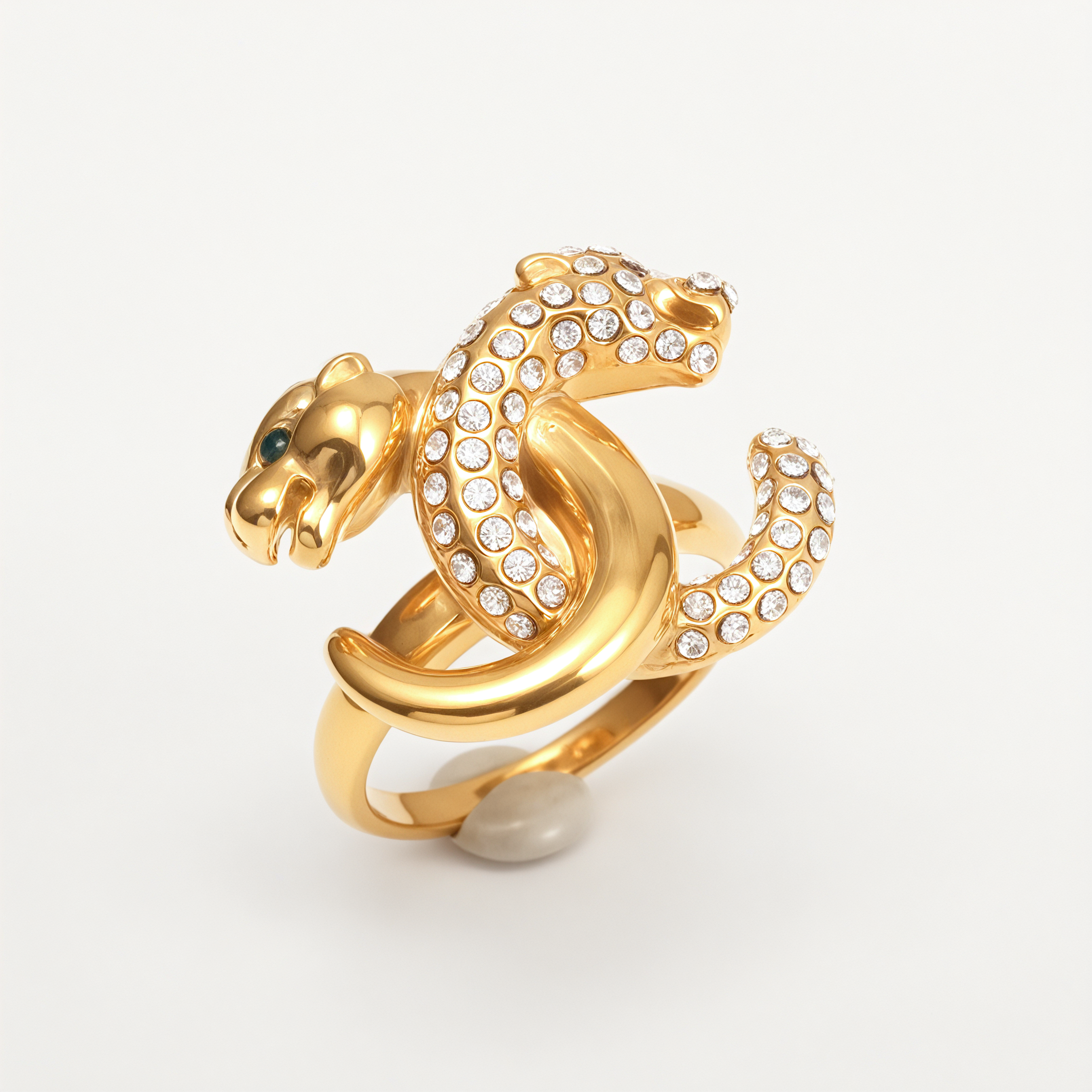 Luxury Leopard Inlay Emerald Diamond Stainless Steel Unisex Ring丨G004093-JinBaoJewerly