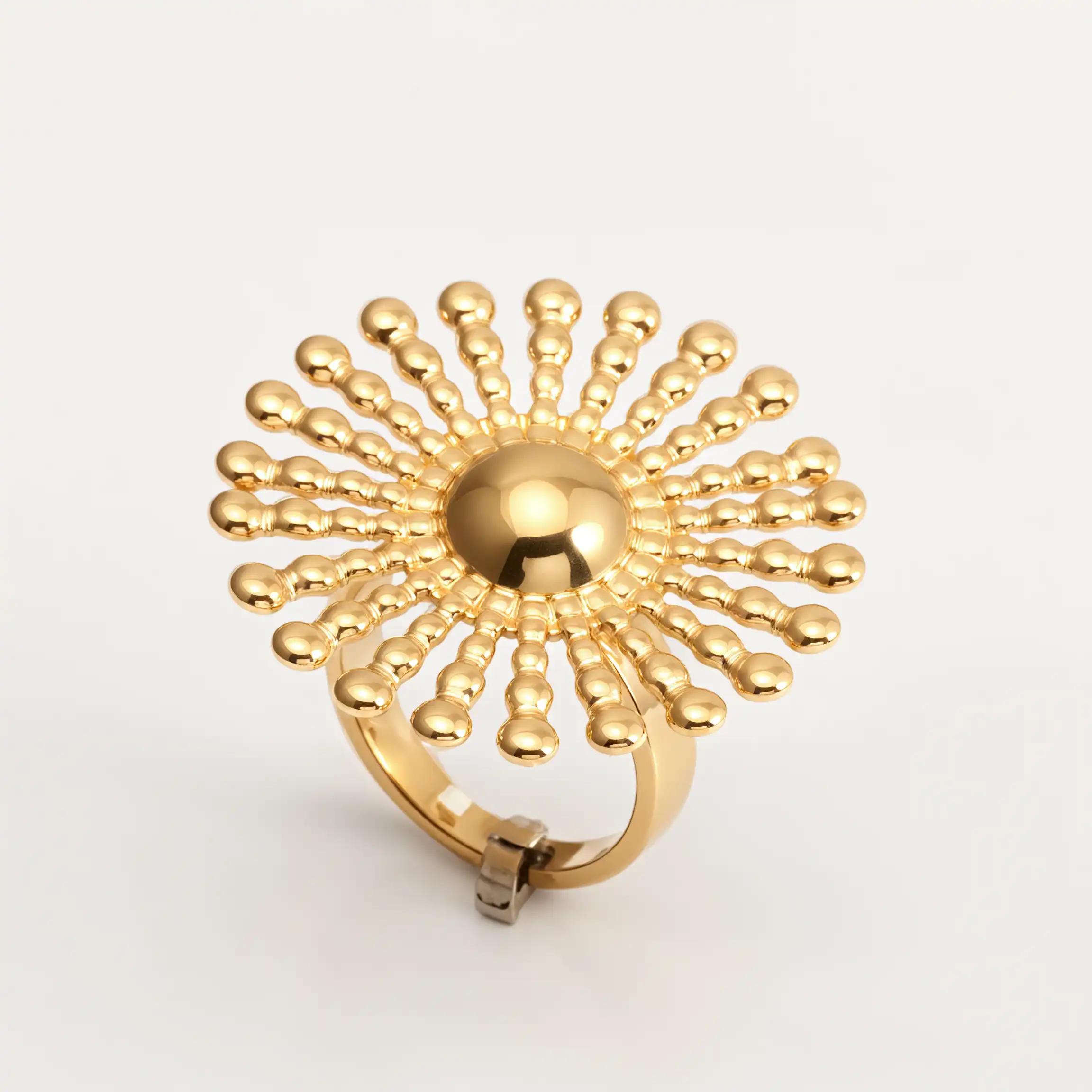 24K Gold - Plated Stainless Steel Women's Ring with Sunflower Design | G005537-JinBaoJewerly