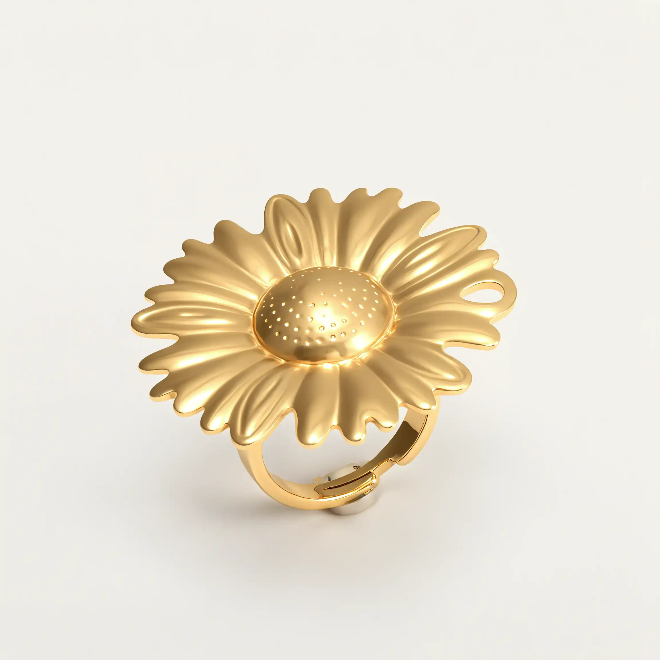 Adjustable 24K Gold Plated Stainless Steel Daisy Women's Ring | G005376-JinBaoJewerly