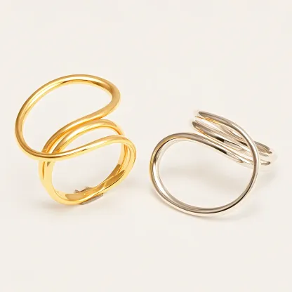 Modern Style Twisted Band Stainless Steel Women's Ring丨G004992-JinBaoJewerly
