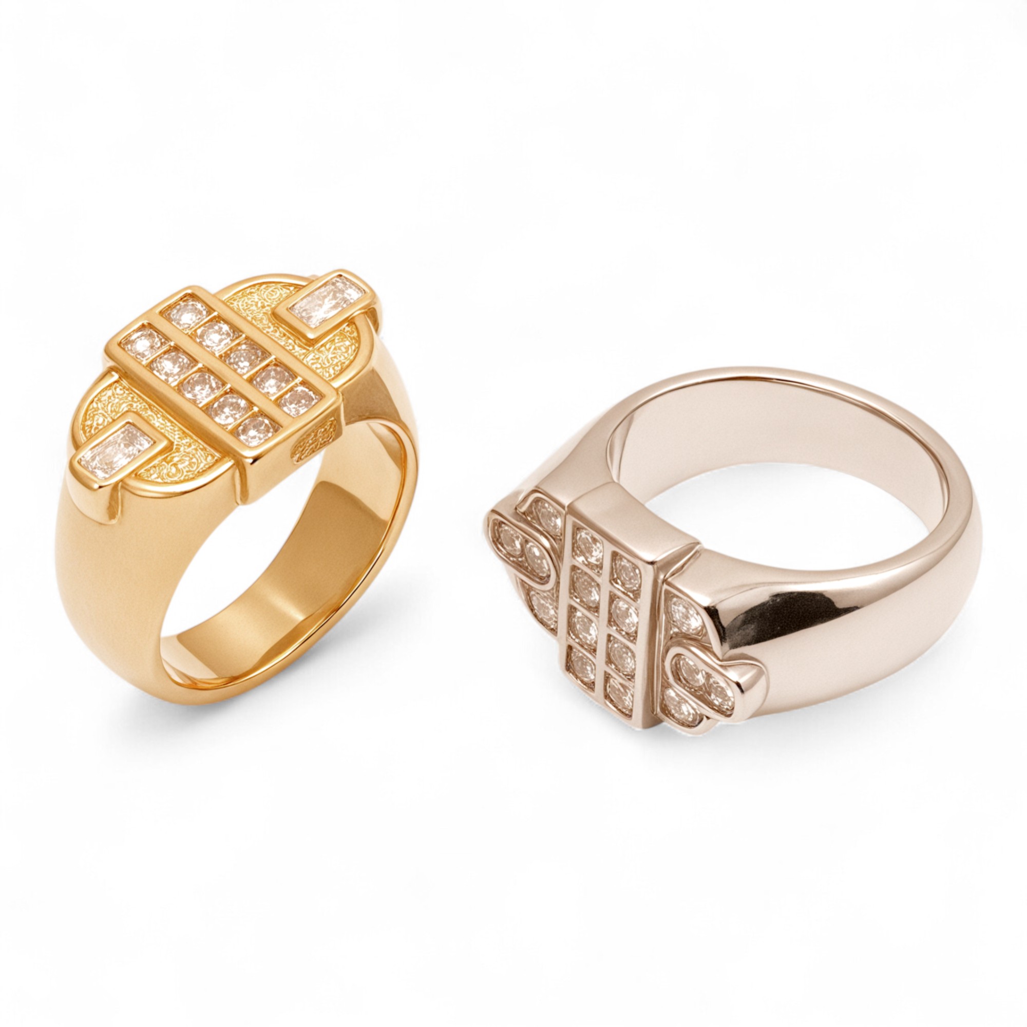 Fashion Square Gemstone Decorative Stainless Steel Ring Unisex Ring | N00719-JinBaoJewerly
