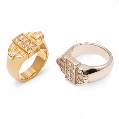 Fashion Square Gemstone Decorative Stainless Steel Ring Unisex Ring | N00719-JinBaoJewerly