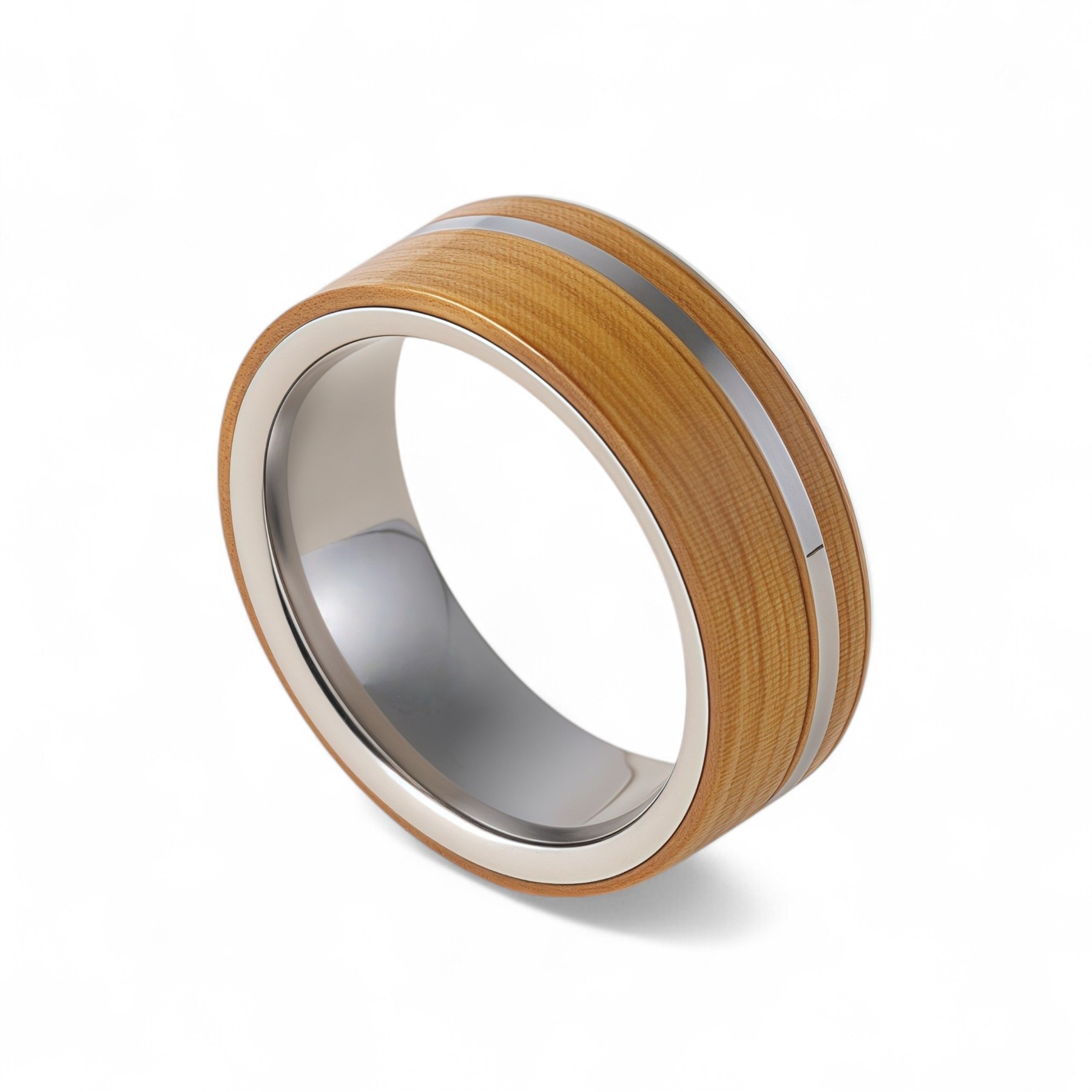 Wood Grain Inlaid Resin Stainless Steel Men's Ring丨P00123-JinBaoJewerly