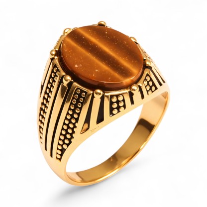 Vintage Style Assorted Stone Stainless Steel Men's Ring丨K00930J-JinBaoJewerly