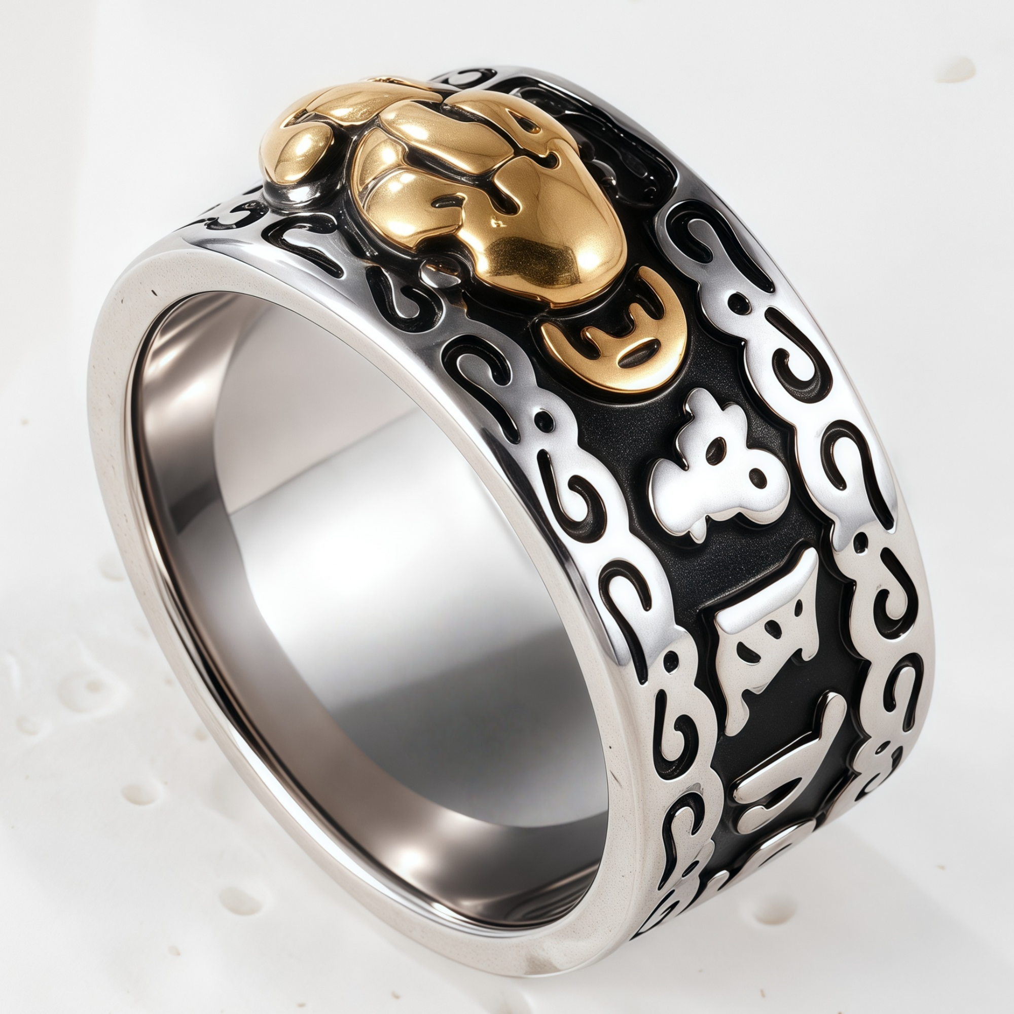 Feng Shui Pixiu Good Luck And Wealth Unisex Stainless Steel Ring丨CQSDZ-1-JinBaoJewerly