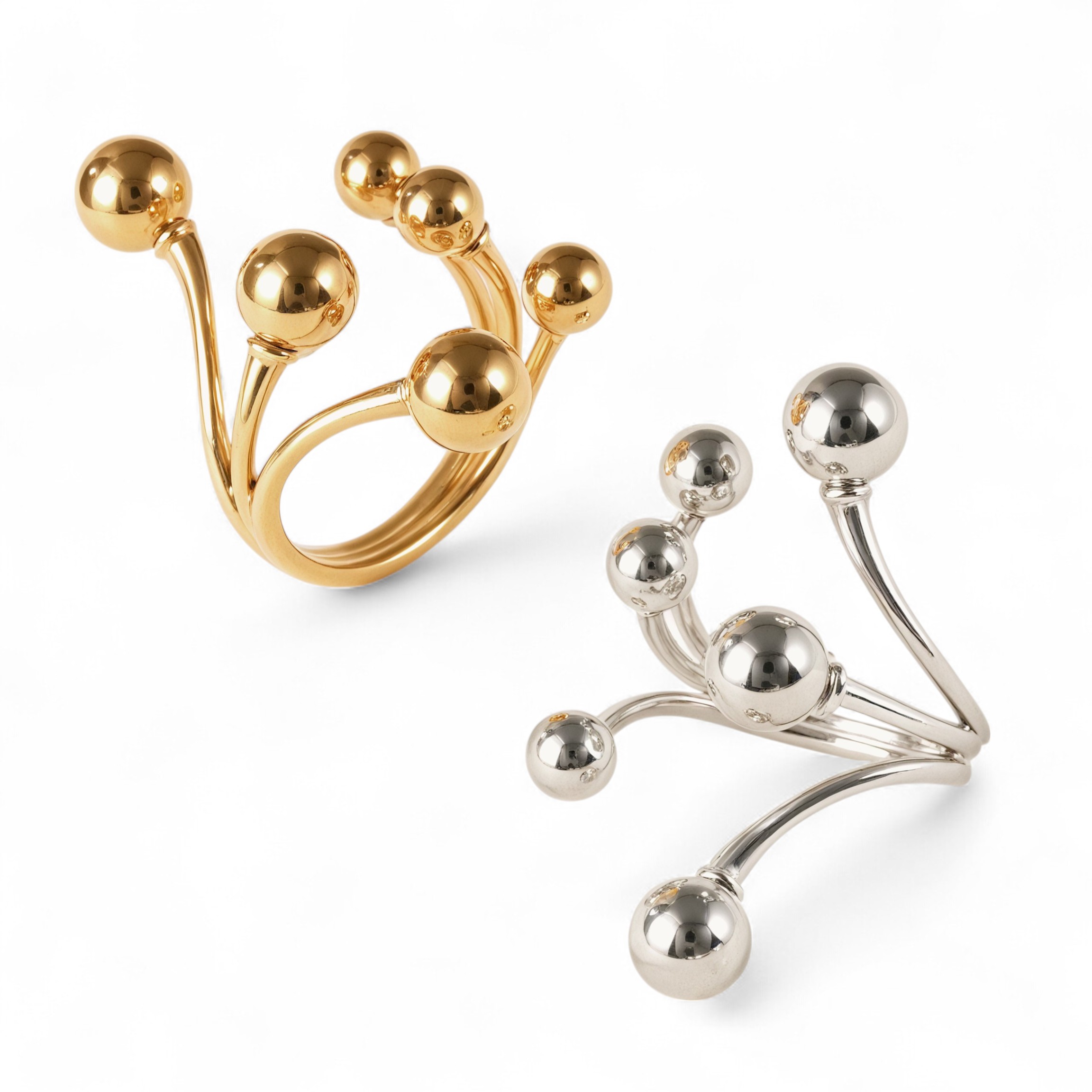 Modern Stainless Steel Cluster Ring with Multiple Spheres Women Ring | G002239-JinBaoJewerly