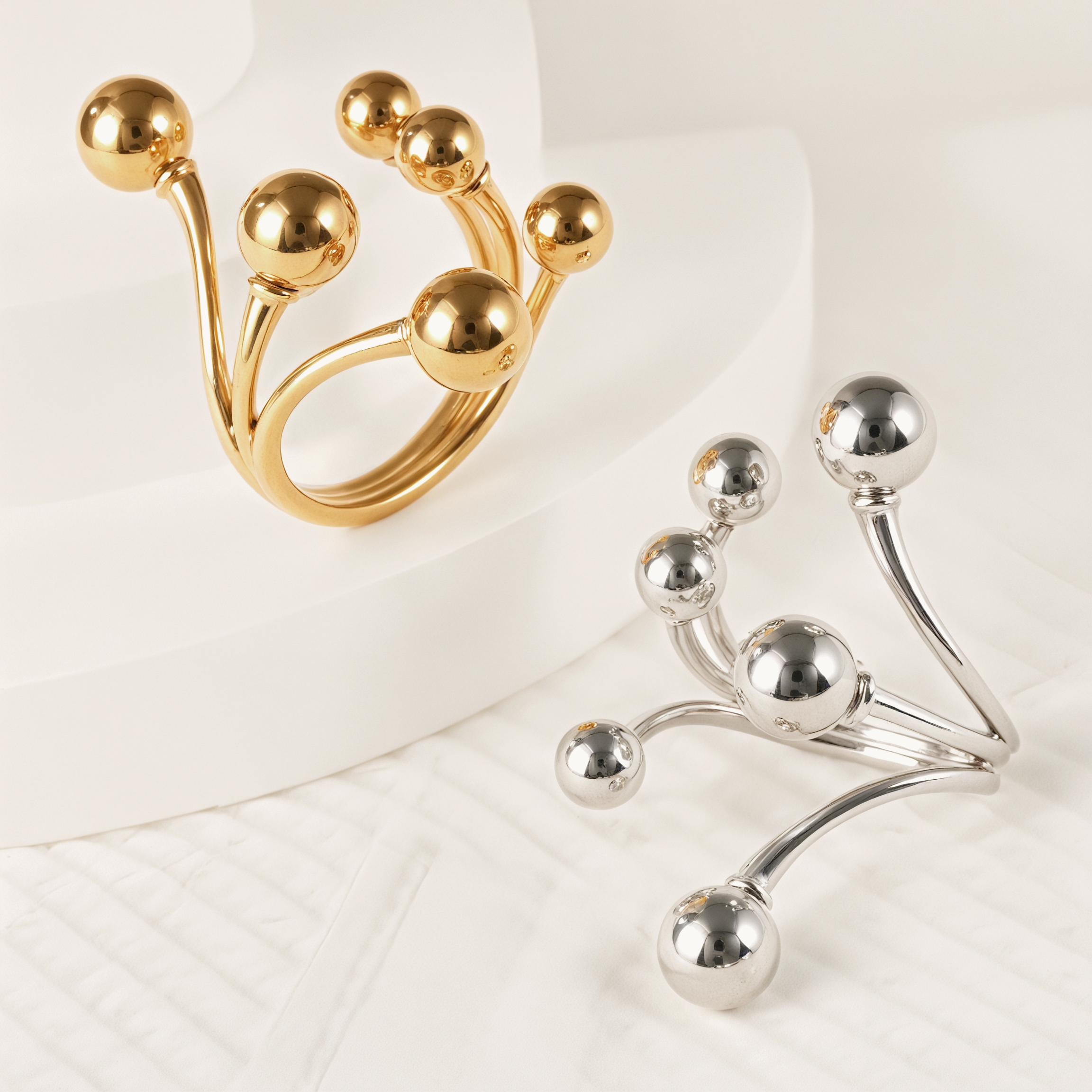 Modern Stainless Steel Cluster Ring with Multiple Spheres Women Ring | G002239-JinBaoJewerly