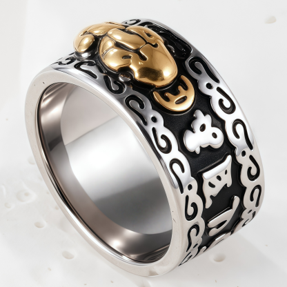 Feng Shui Pixiu Good Luck And Wealth Unisex Stainless Steel Ring丨CQSDZ-1-JinBaoJewerly