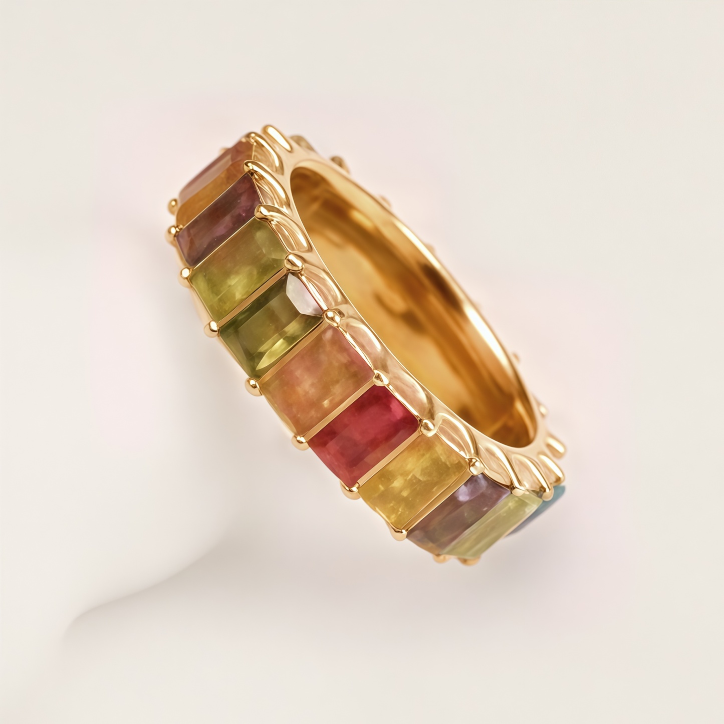 Rainbow 24K Gold-plated Luxury Colorful Gemstone Women's Ring | N001941-JinBaoJewerly