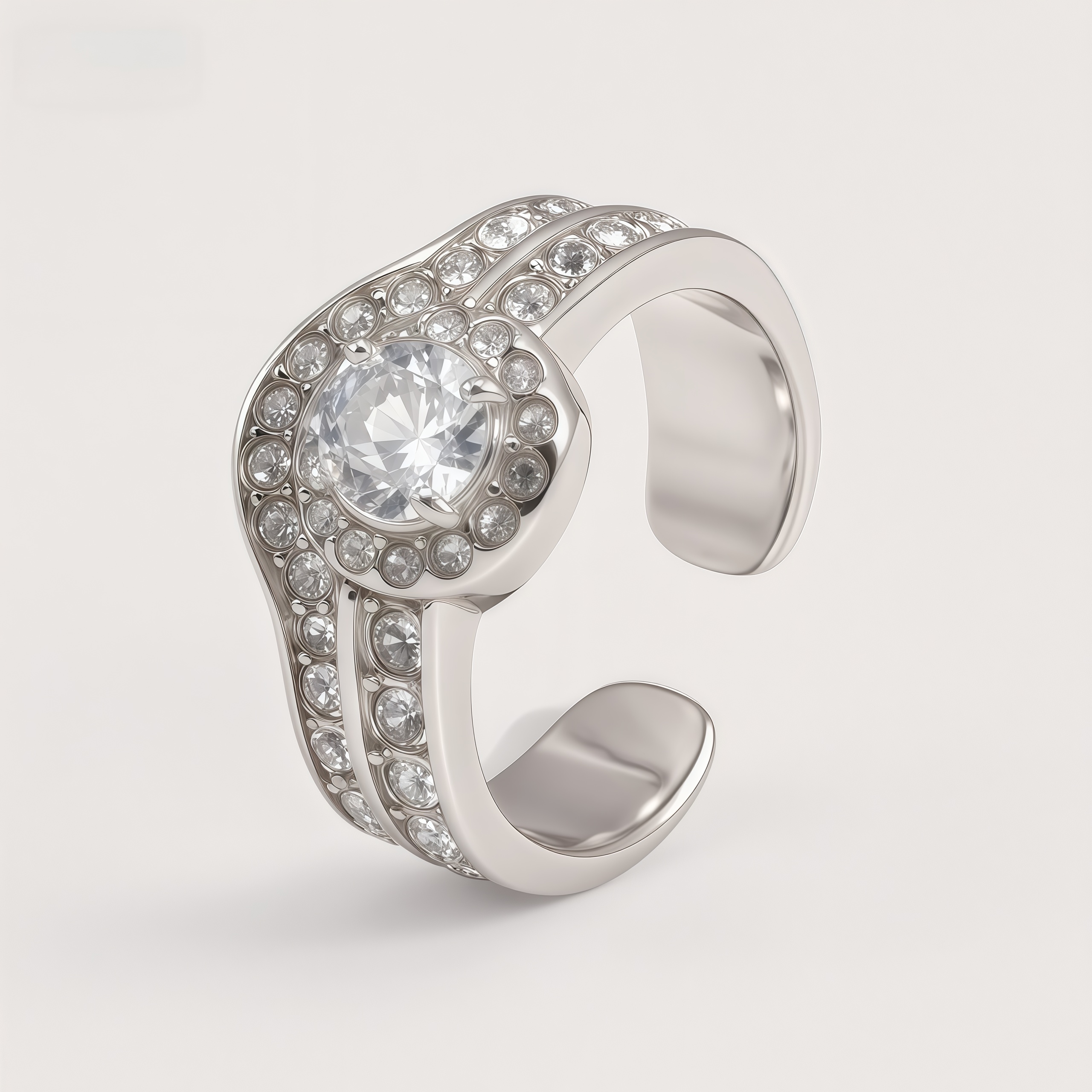 316 Stainless Steel Large Cubic Zirconia Stones Luxury Women's Ring