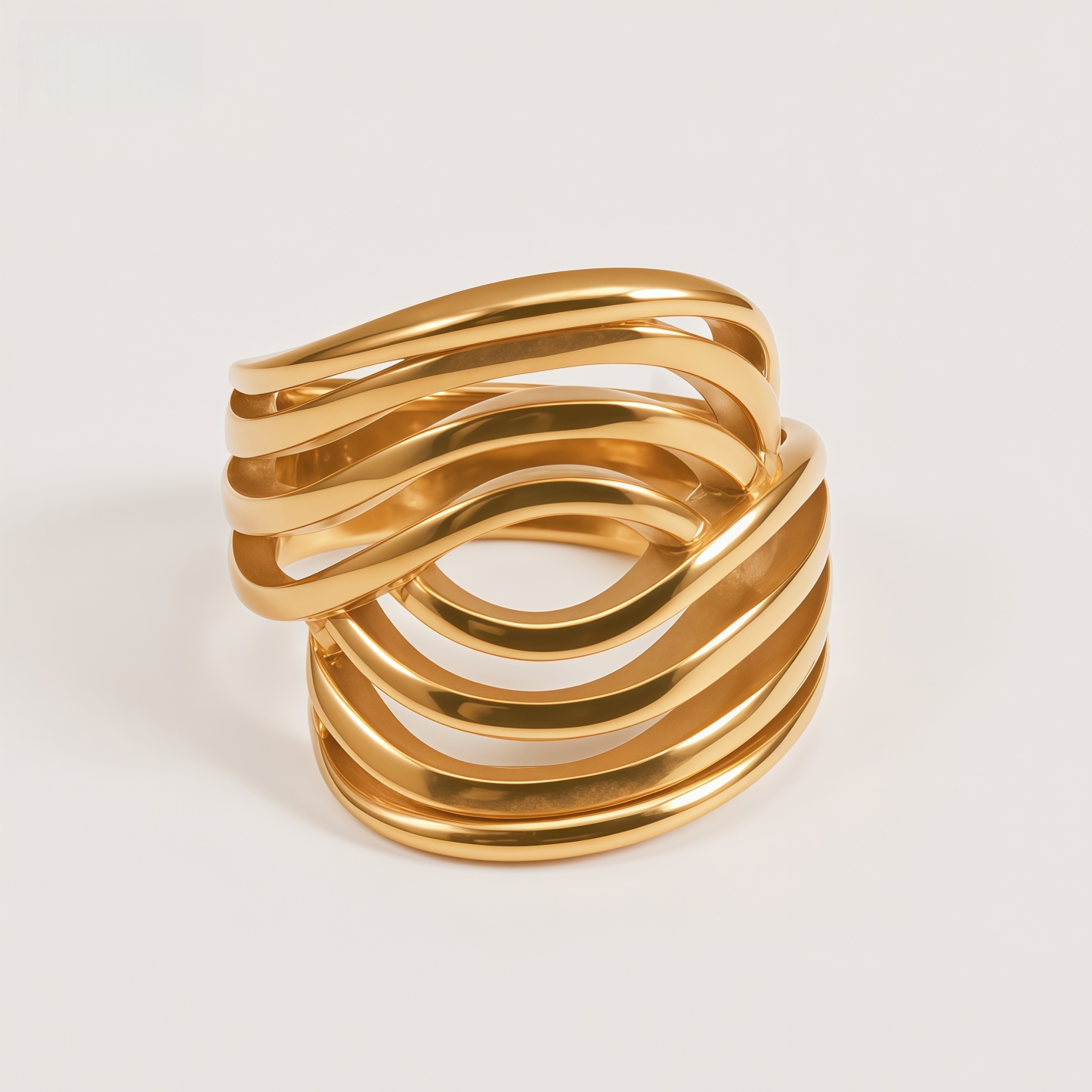 Geometric Layered Design Ring Women's Elegant Stainless Steel Ring | G00915