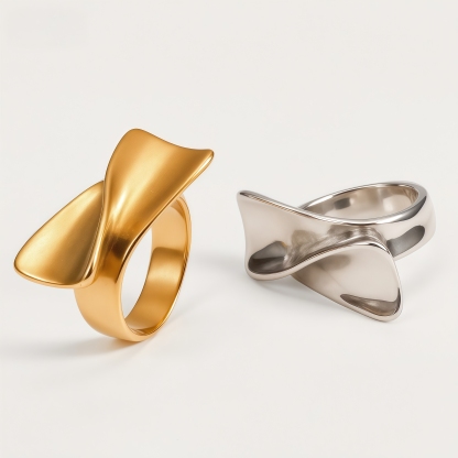 Sleek Minimalist Stainless Steel Twist Ring Classic Fashion for Women | G004493