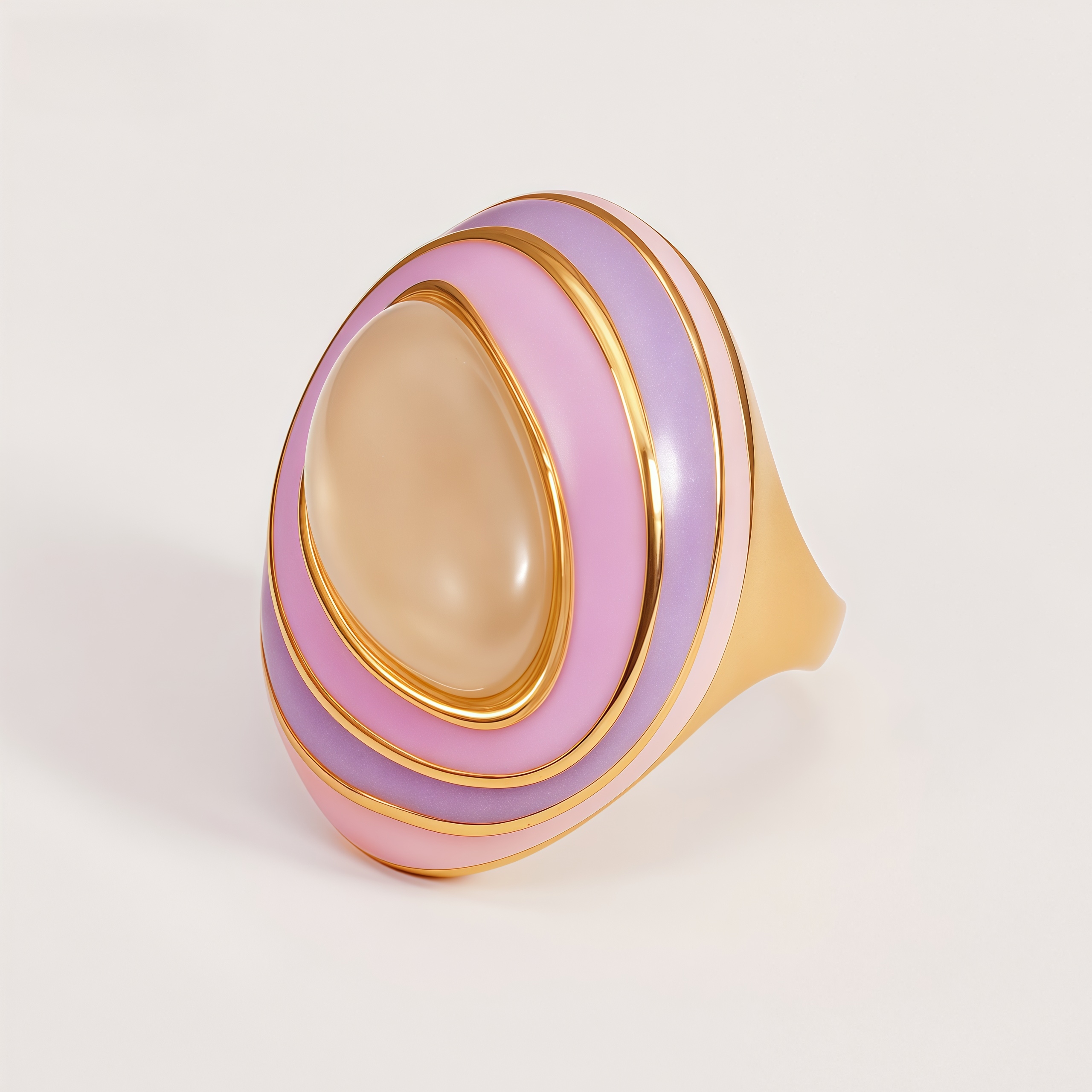 Oval Color - Block Wide - Band Ring, Stylish Women's Eye - Catching Accessory | G004499-JinBaoJewerly