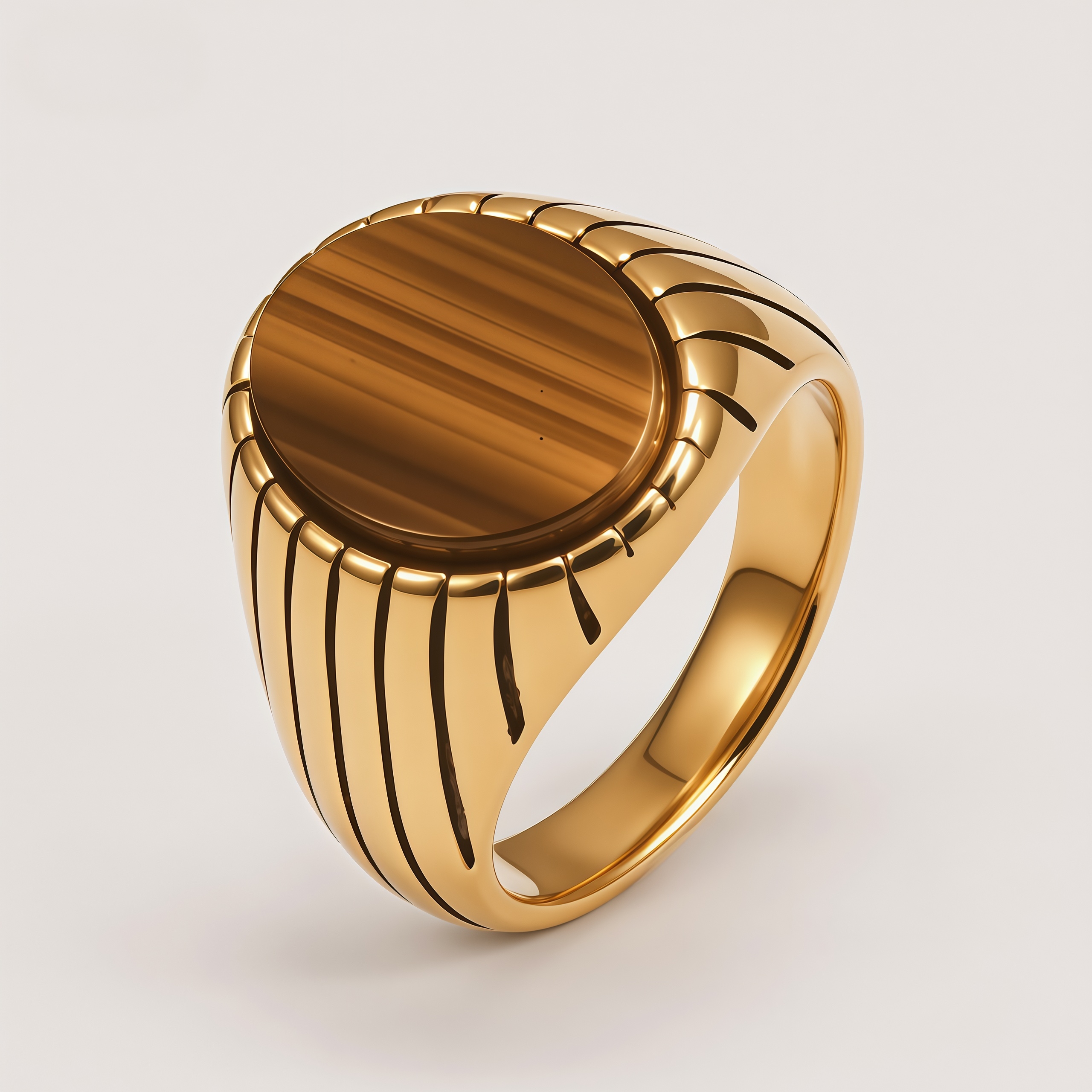 Vintage Gemstone Ring Men's Two-Tone Gold & Silver Stainless Steel Ring | K002193J