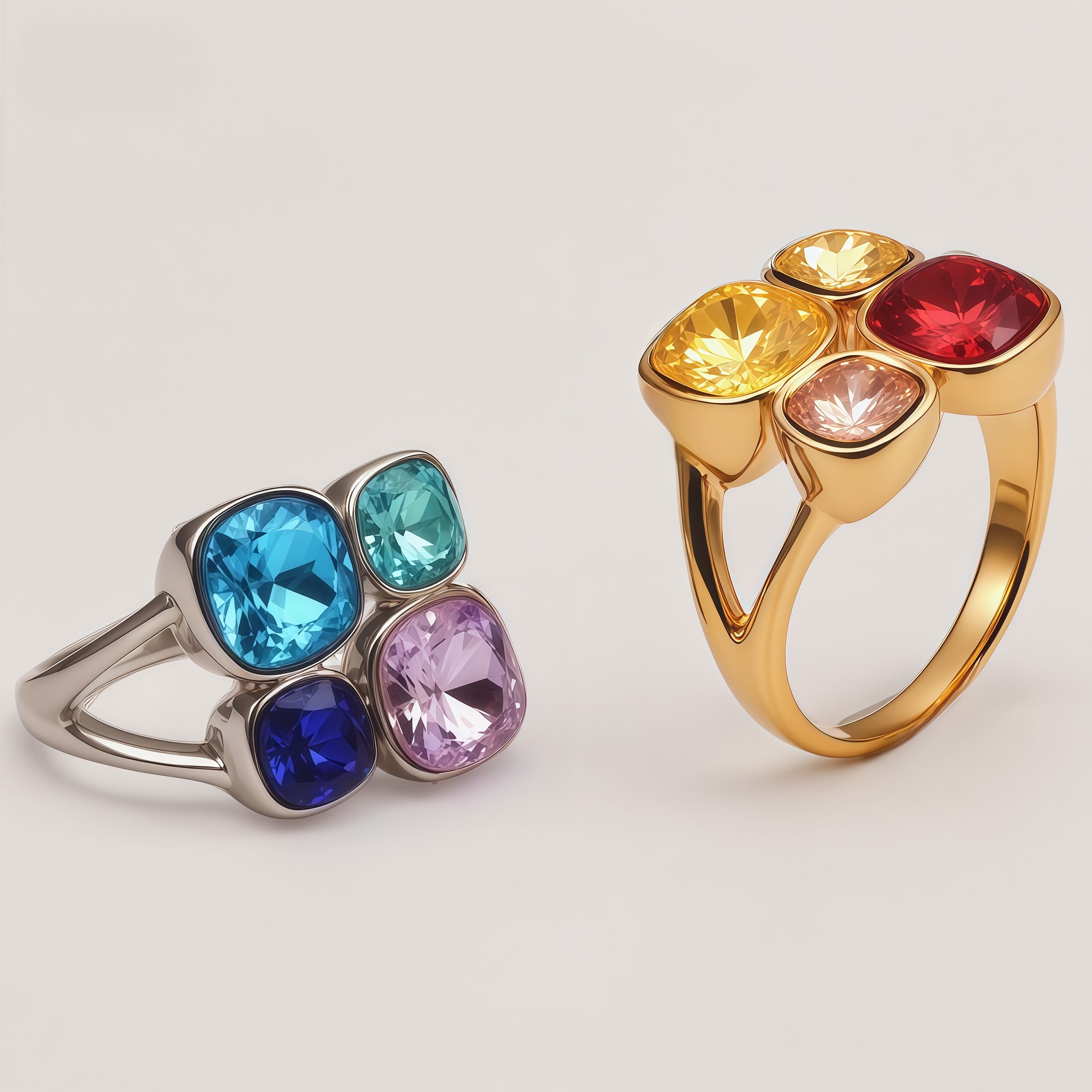 Multi-Color Gemstone Cluster Fashion Women's Ring | K003394