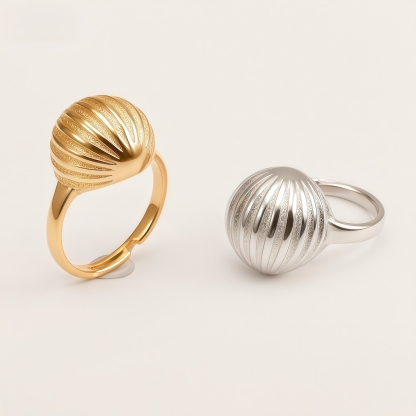 Fashion Engraved Shell Stainless Steel Ring | G003717