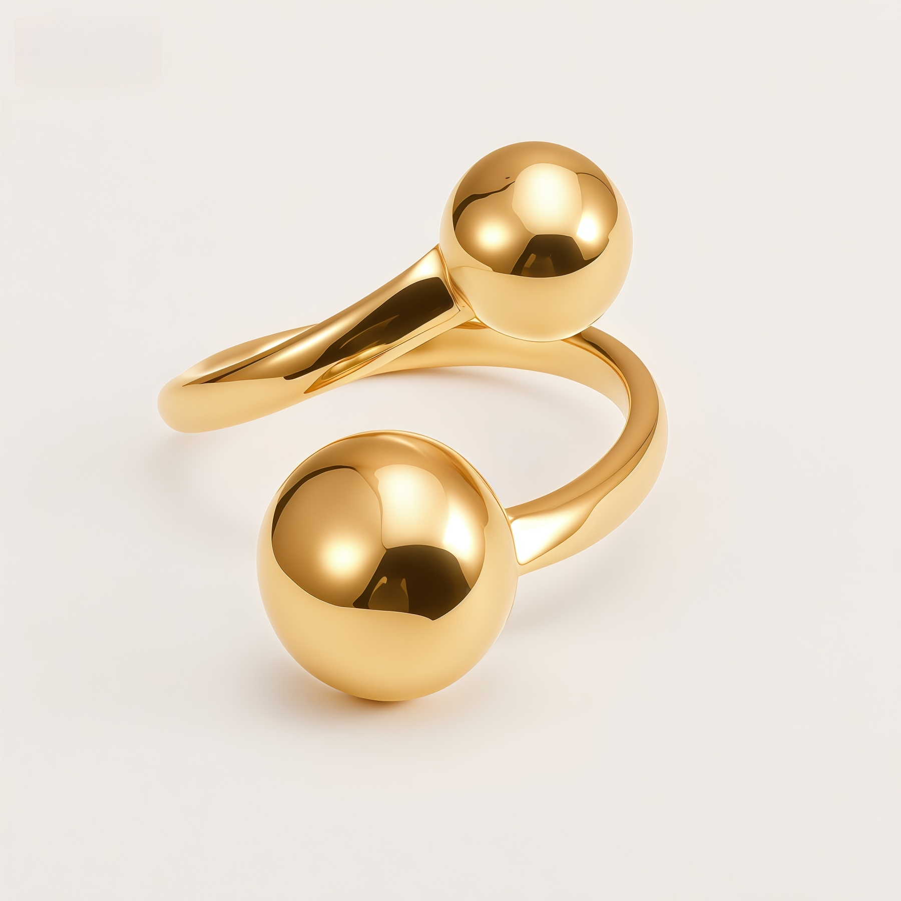 Double Ball Open Stainless Steel Ring for Women | G005099