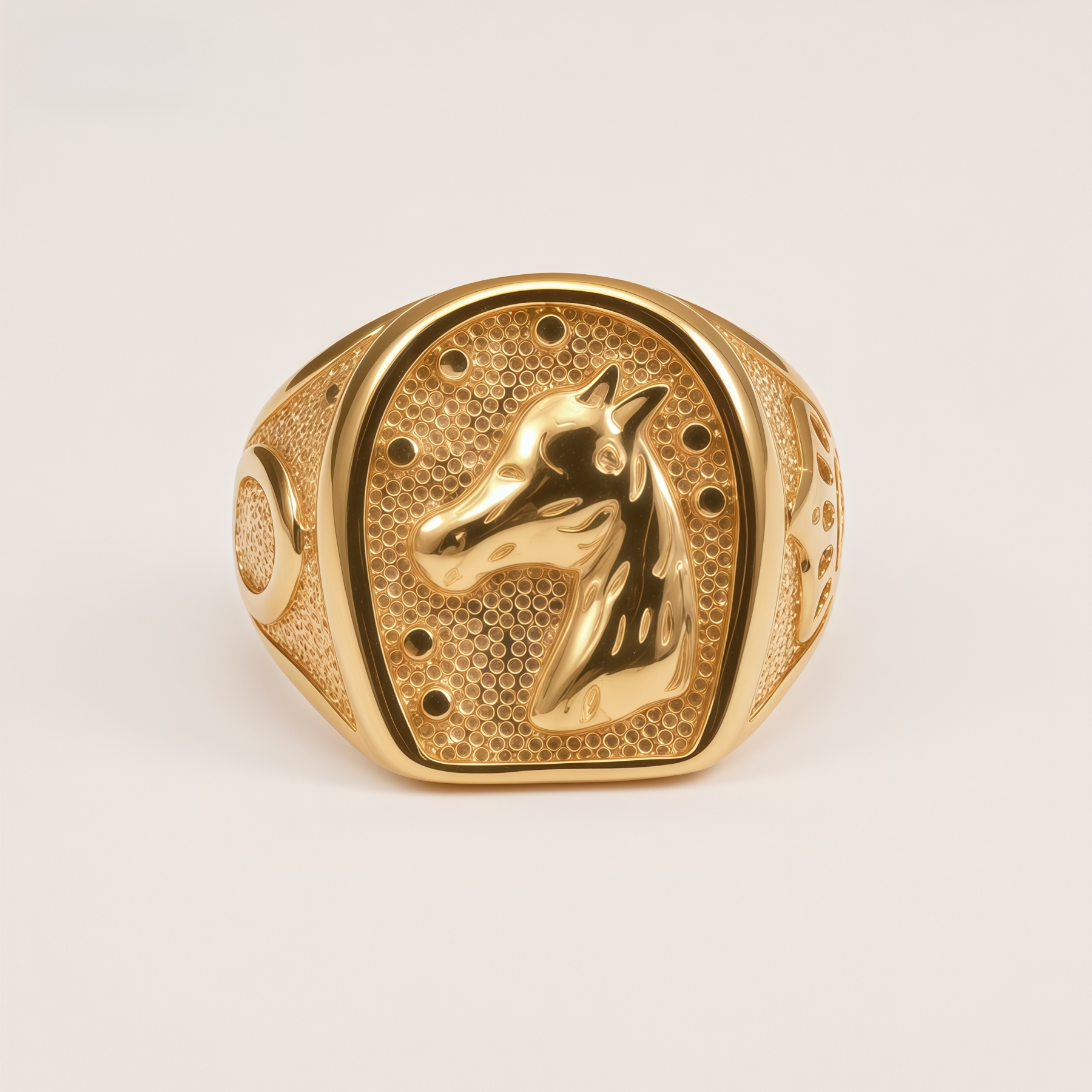 Vintage Embossed Horse Head Ring for Men | G002848