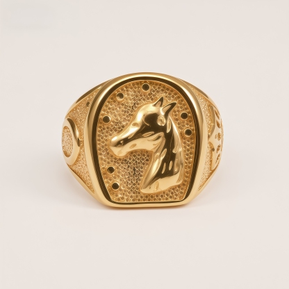 Vintage Embossed Horse Head Ring for Men | G002848