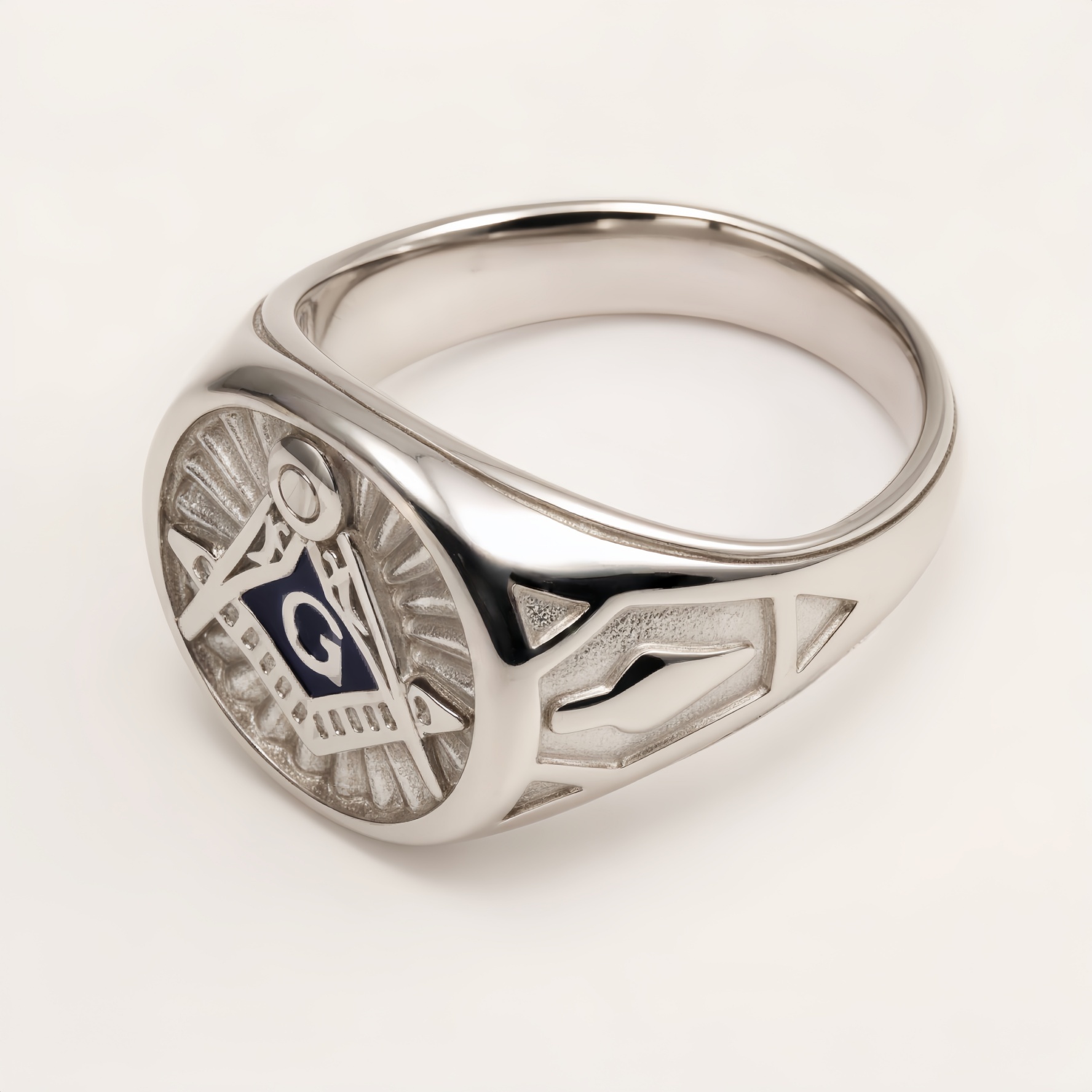 Stainless Steel Masonic Symbol Ring - Retro Cultural Trendy Ring | DZ1657-JinBaoJewerly