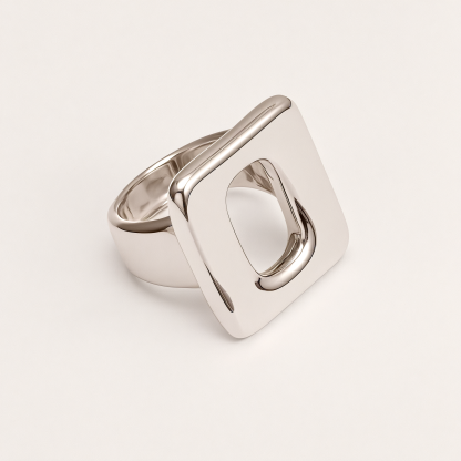 Stainless Steel Geometric Hollow-out Ring, Minimalist and Stylish, Adjustable, Unique Jewelry for Women | G004132-JinBaoJewerly