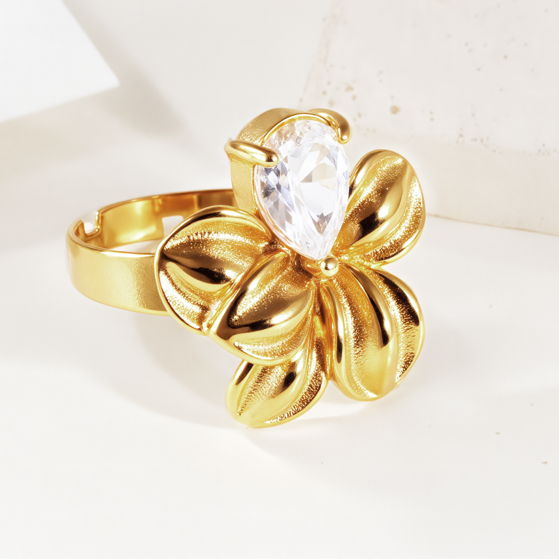 Starlit Petals - White Zircon Ring for Women | G005412-JinBaoJewerly