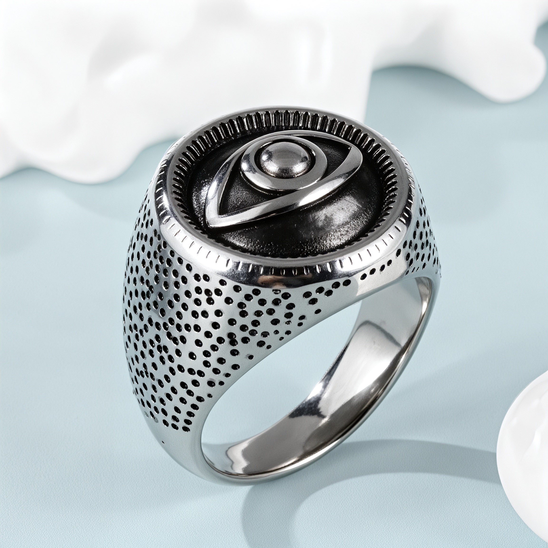 Unique Eye Design Punk Black Stainless Steel Men's Ring丨G00554G-JinBaoJewerly