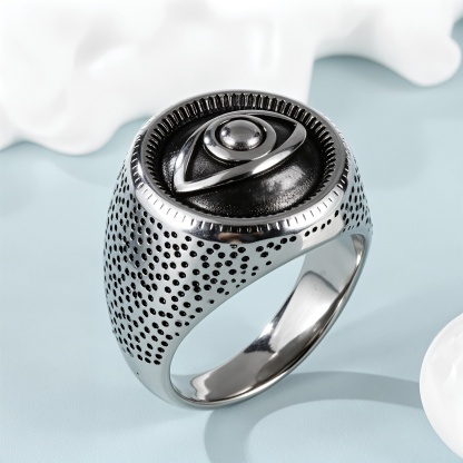Unique Eye Design Punk Black Stainless Steel Men's Ring丨G00554G-JinBaoJewerly