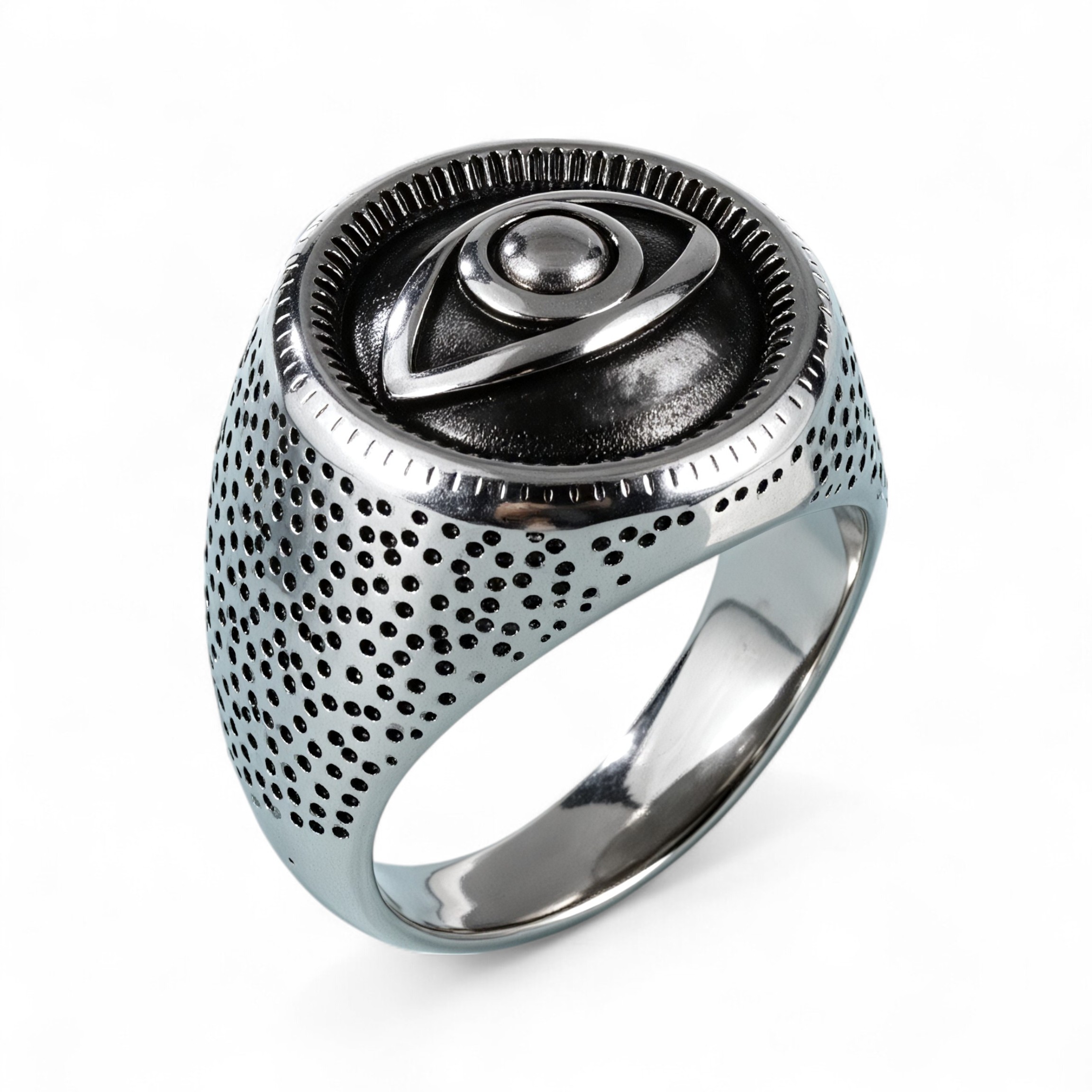 Unique Eye Design Punk Black Stainless Steel Men's Ring丨G00554G-JinBaoJewerly
