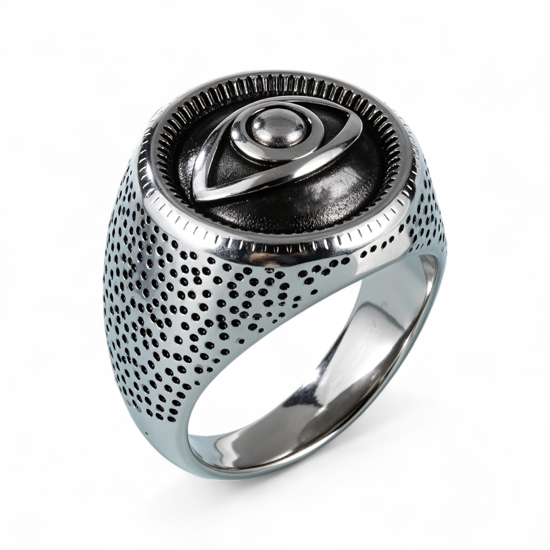 Unique Eye Design Punk Black Stainless Steel Men's Ring丨G00554G-JinBaoJewerly