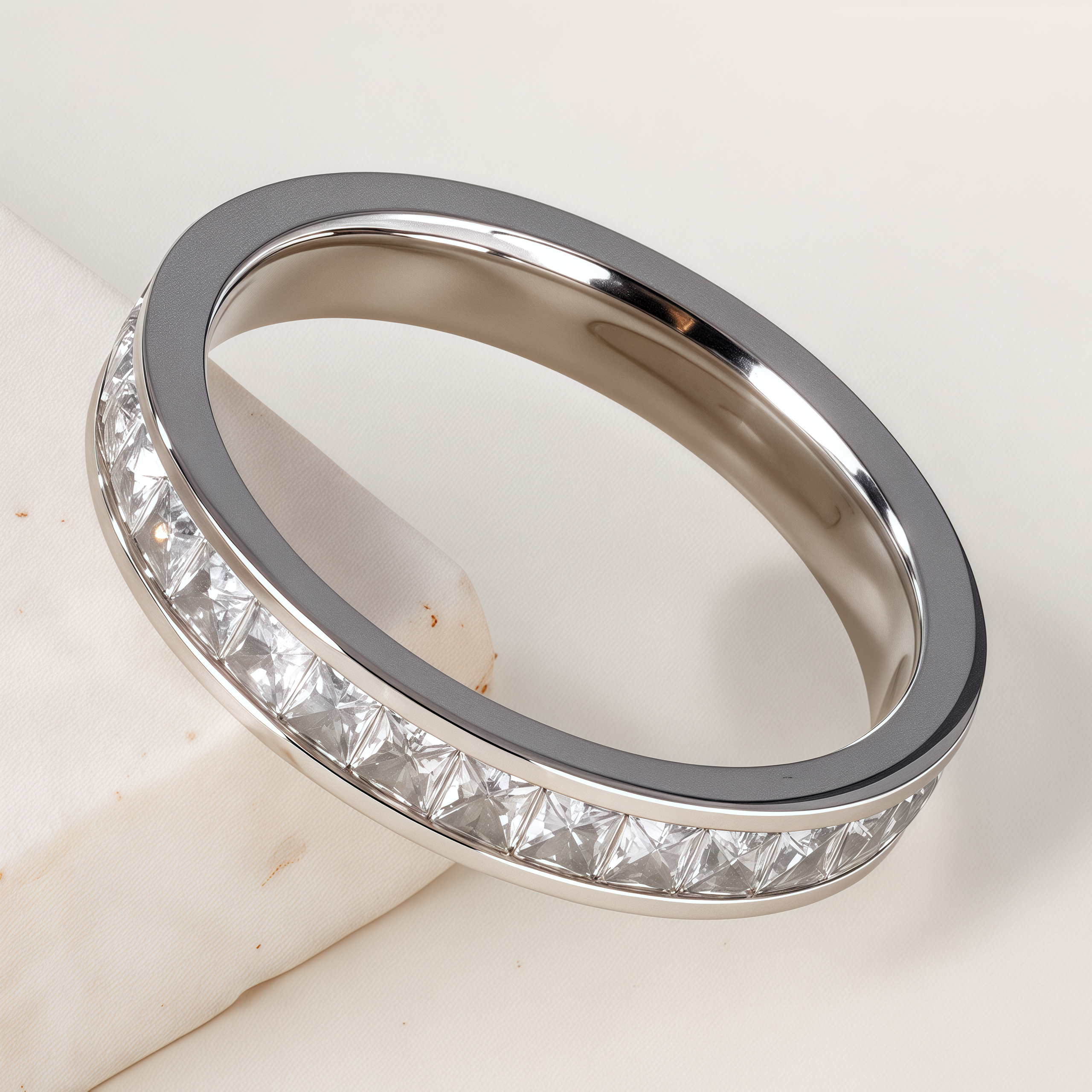 Stylish Full-Circle Diamond-Inlaid Stainless Steel Women's Ring丨4MMG-LVFS-JinBaoJewerly