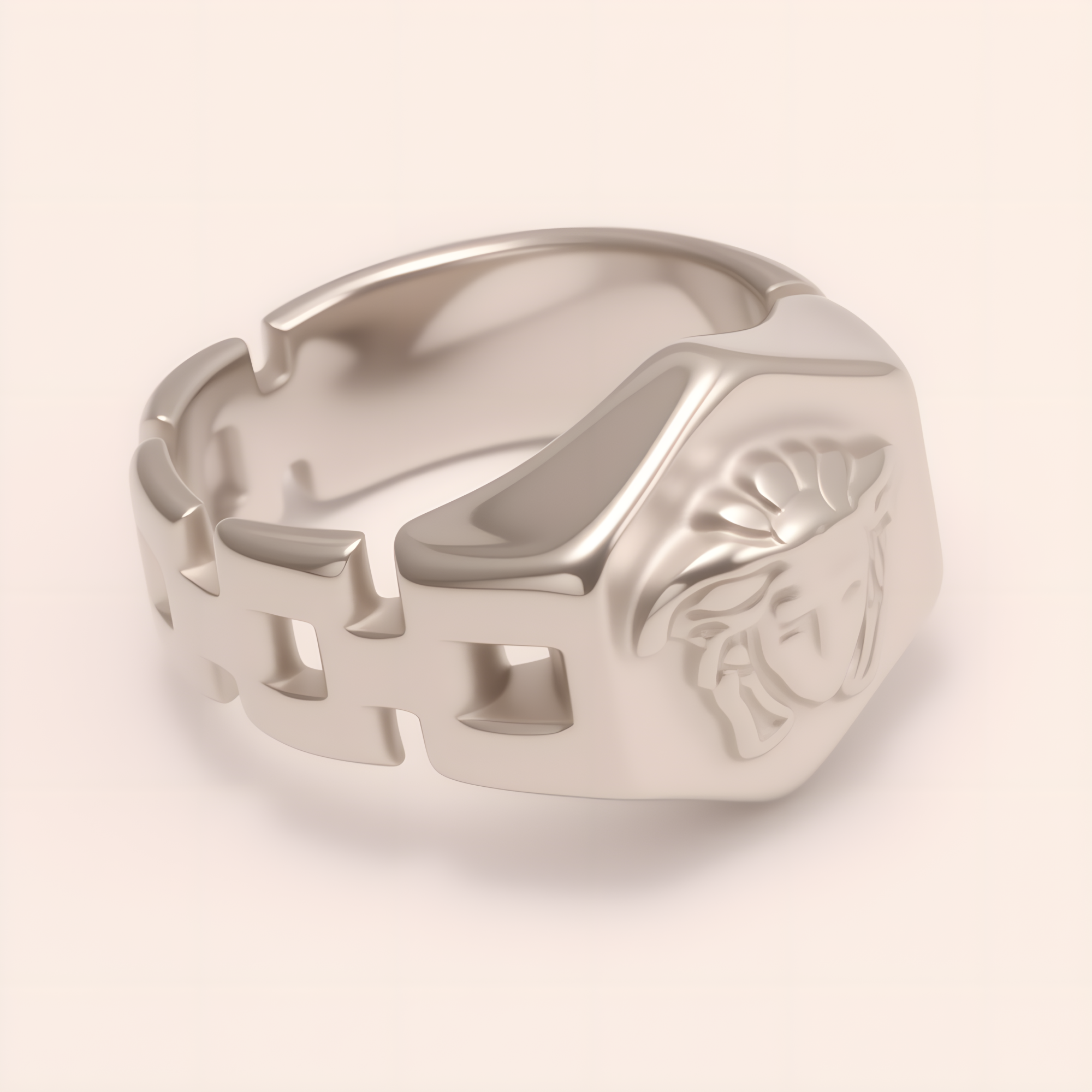 Trendy Men's Gold - colored Stainless Steel Ring with Embossed Medusa Motif | G00207JT-JinBaoJewerly