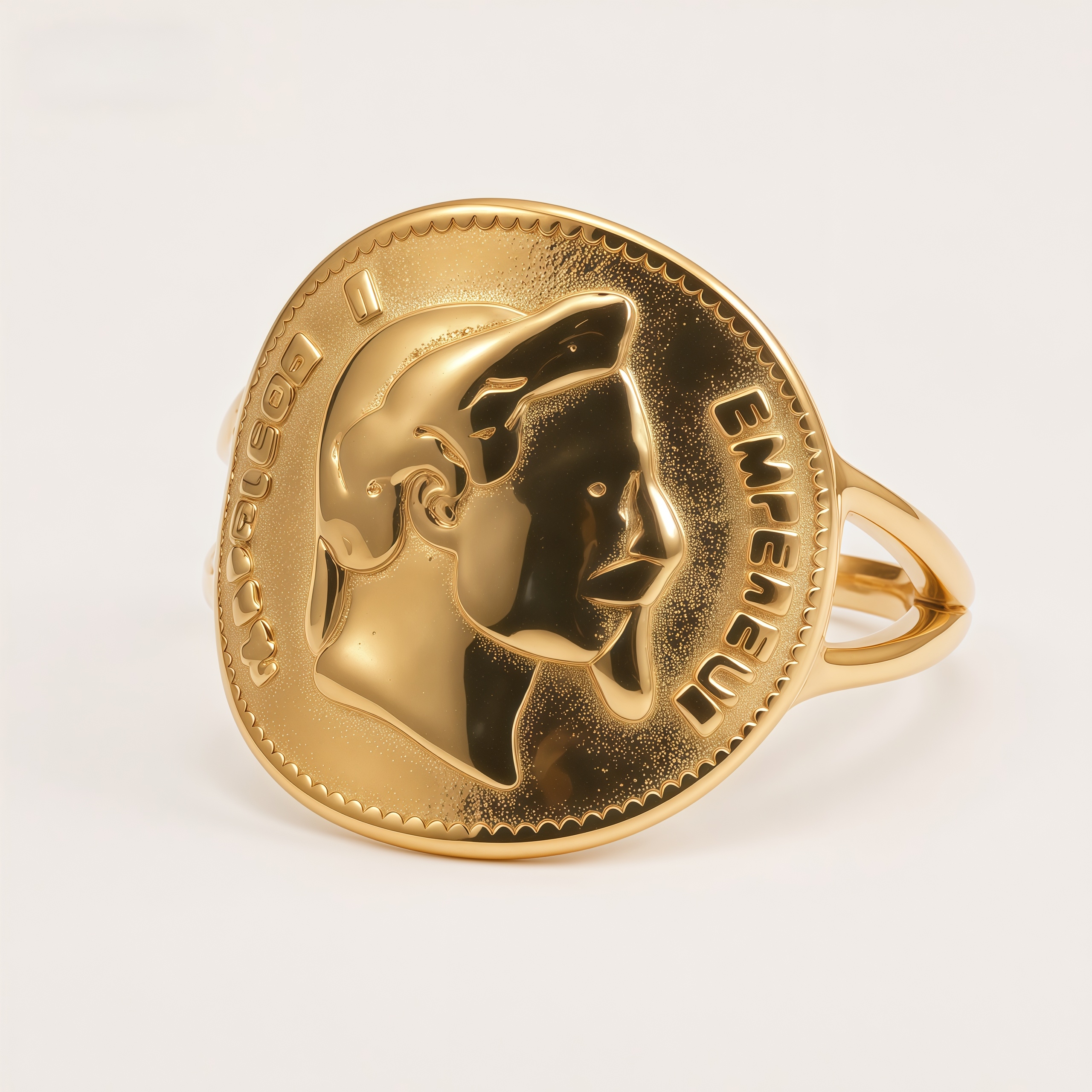 Stainless Steel Vintage Napoleon Coin Embossed - Retro Style Men's Ring