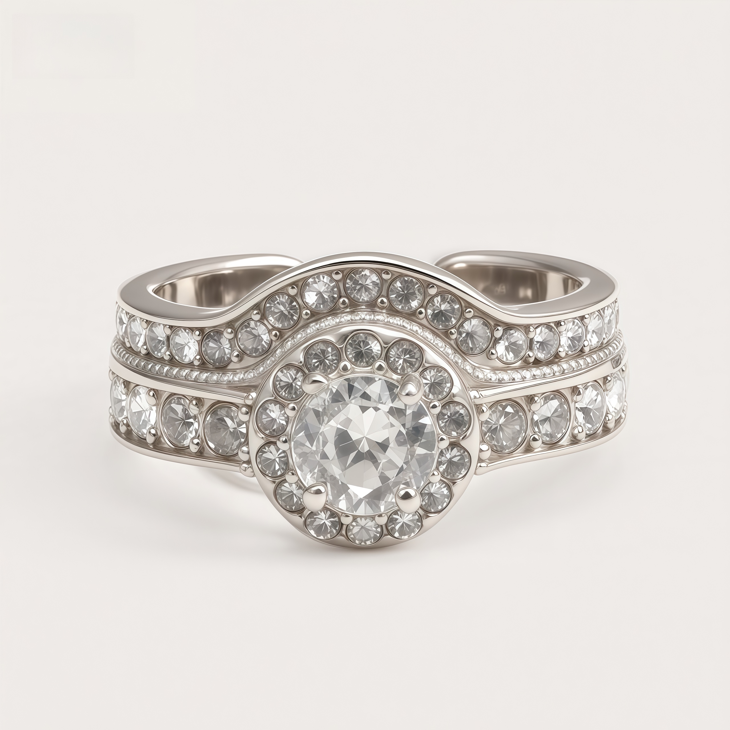 316 Stainless Steel Large Cubic Zirconia Stones Luxury Women's Ring