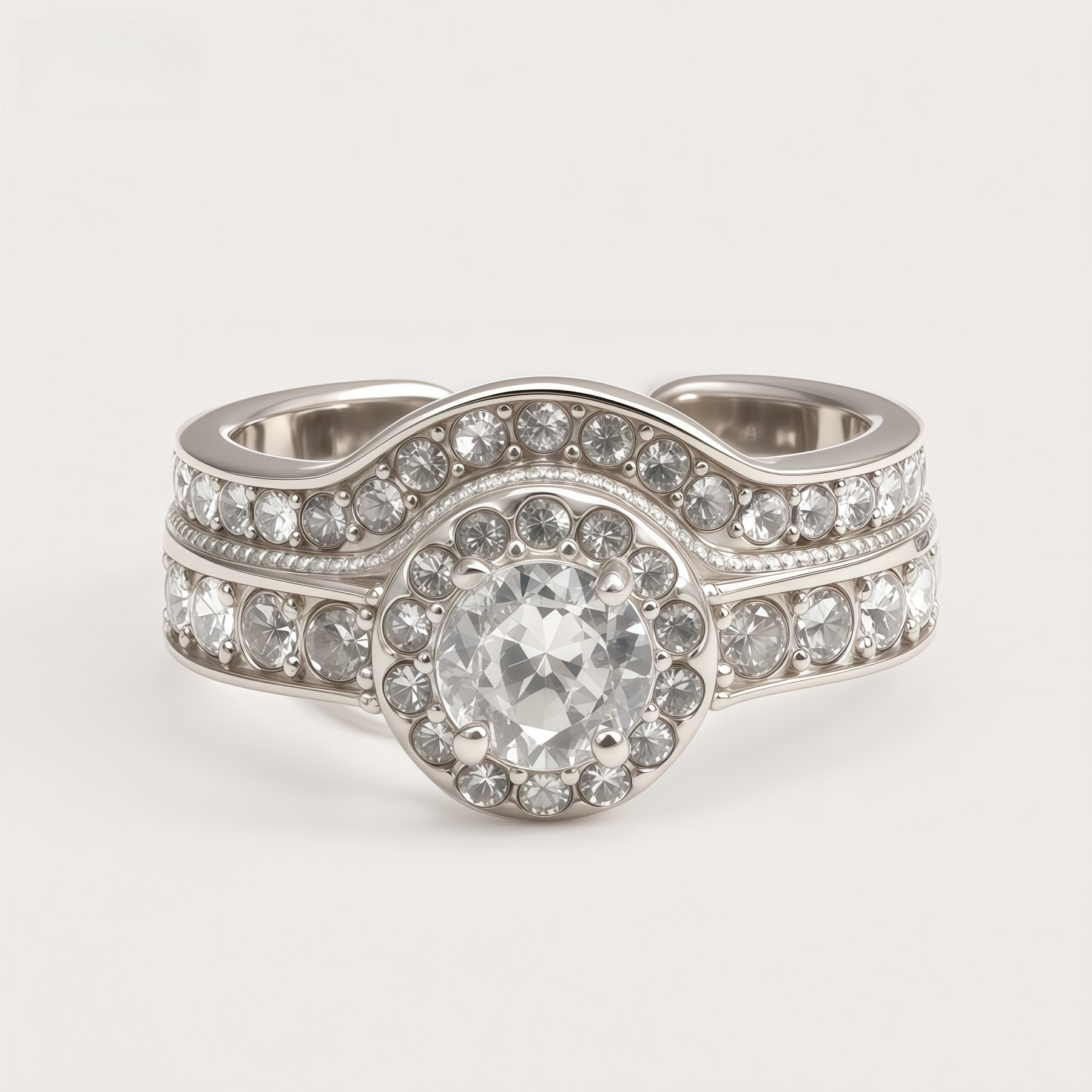 316 Stainless Steel Large Cubic Zirconia Stones Luxury Women's Ring