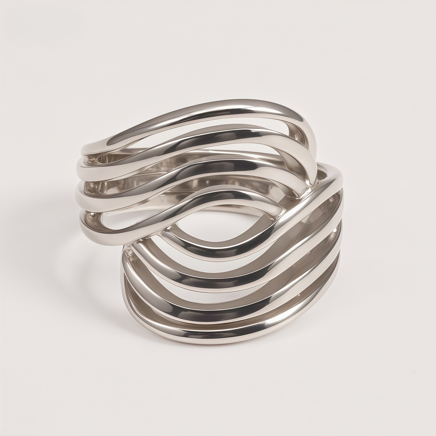 Geometric Layered Design Ring Women's Elegant Stainless Steel Ring | G00915