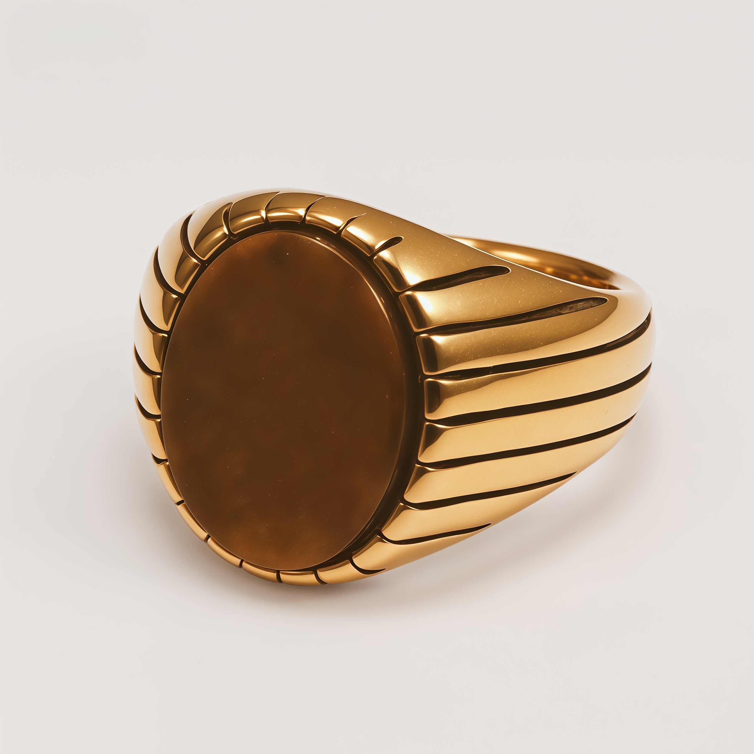 Vintage Gemstone Ring Men's Two-Tone Gold & Silver Stainless Steel Ring | K002193J