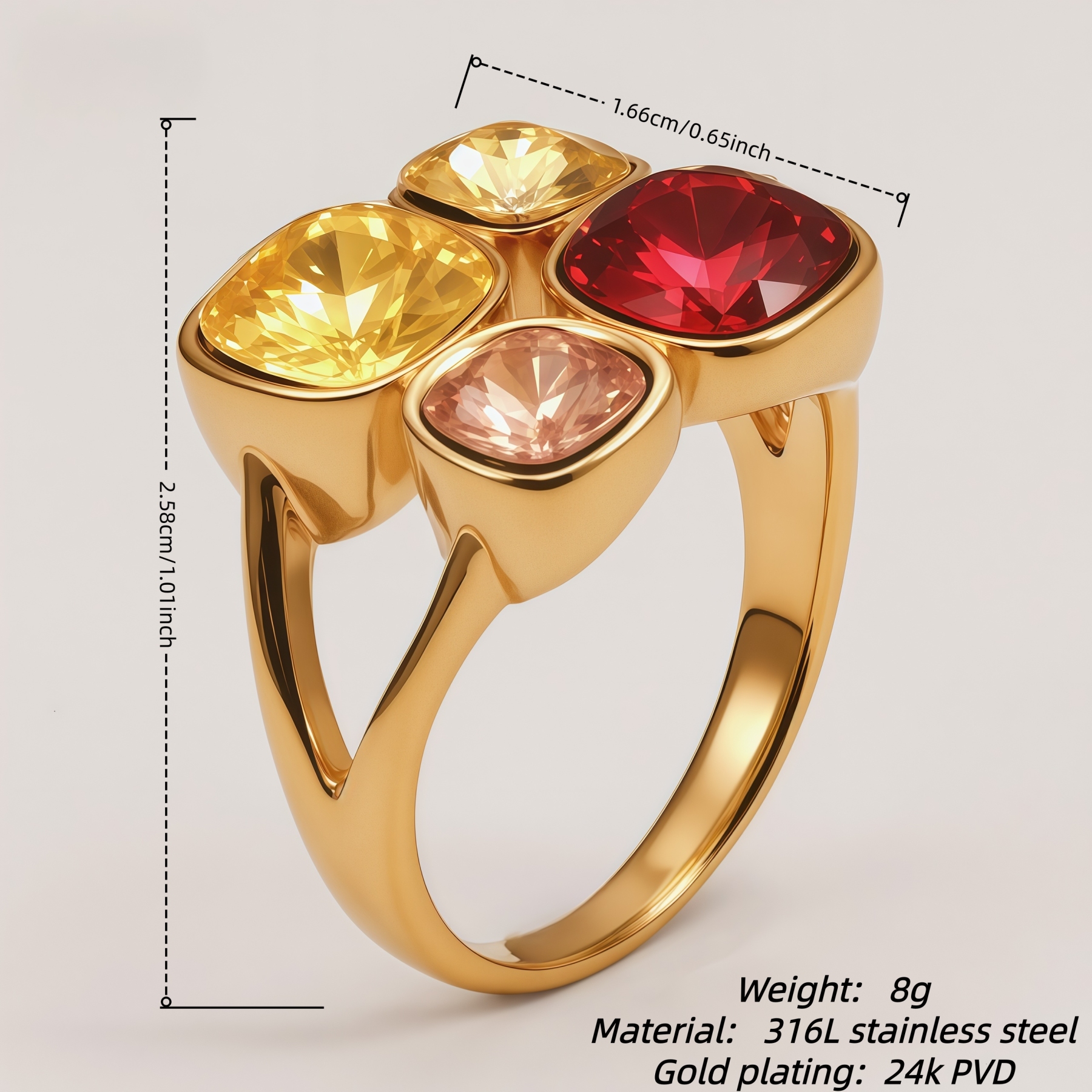 Multi-Color Gemstone Cluster Fashion Women's Ring | K003394