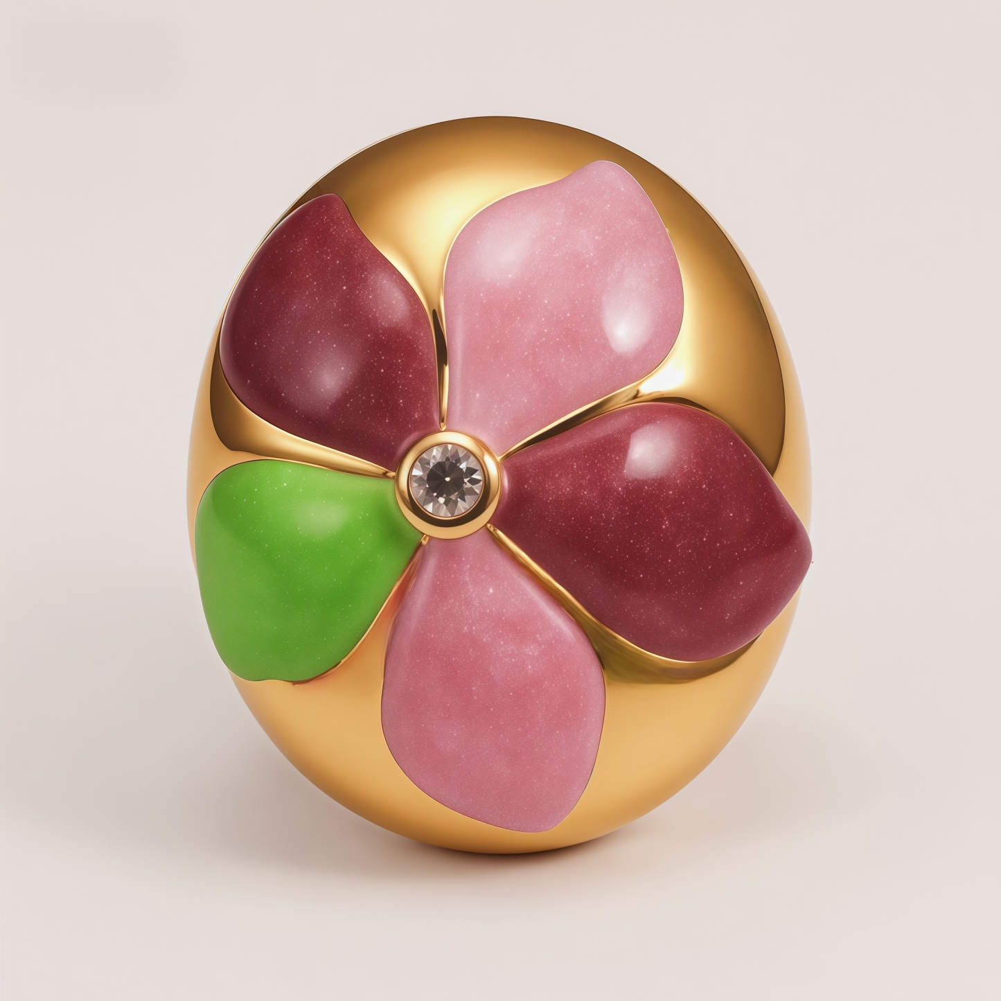 Stainless Steel 24K Block Enamel Flower Women's Ring | G004683J