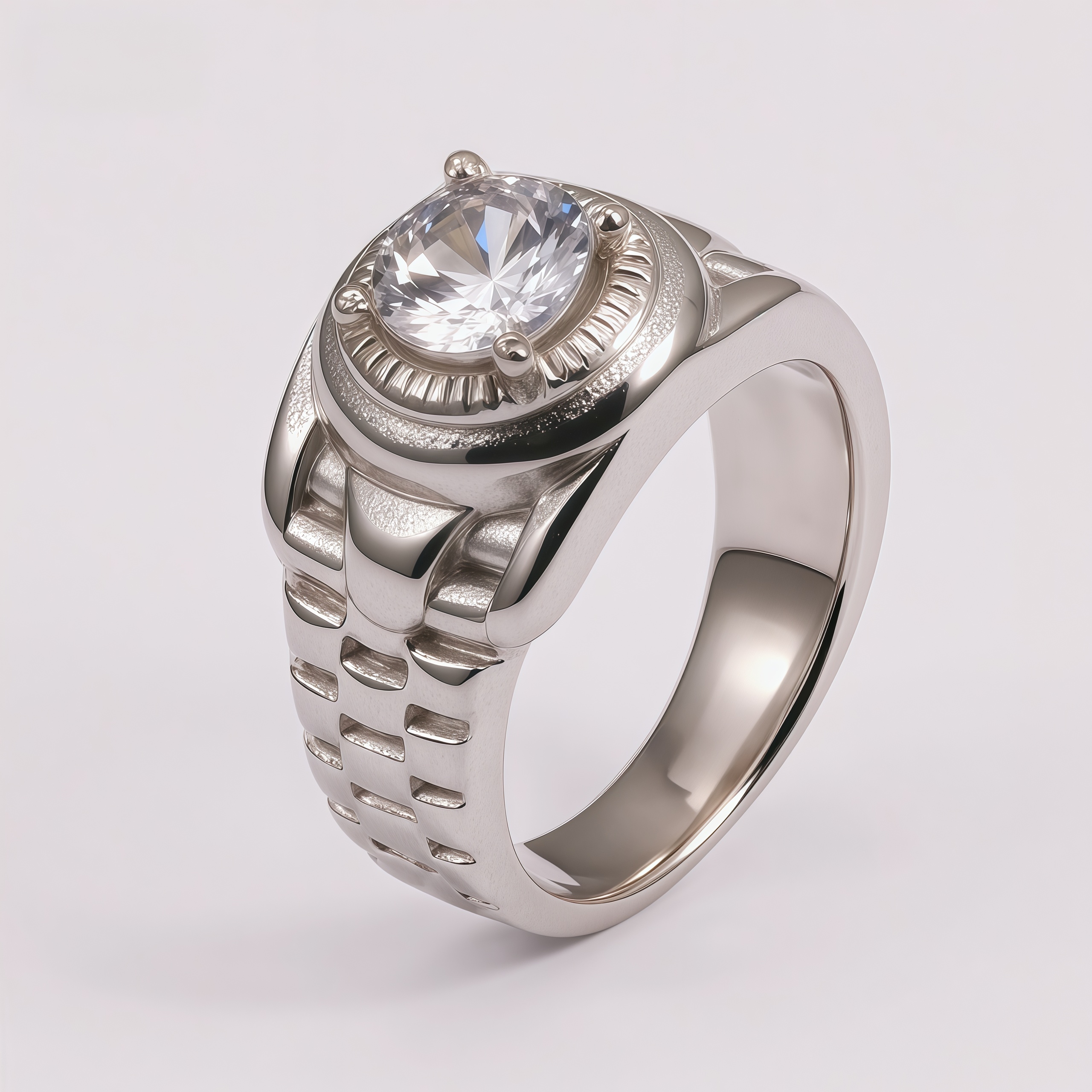Men's Large Cubic Zirconia Mechanical Style Hip Hop Ring | DZ218