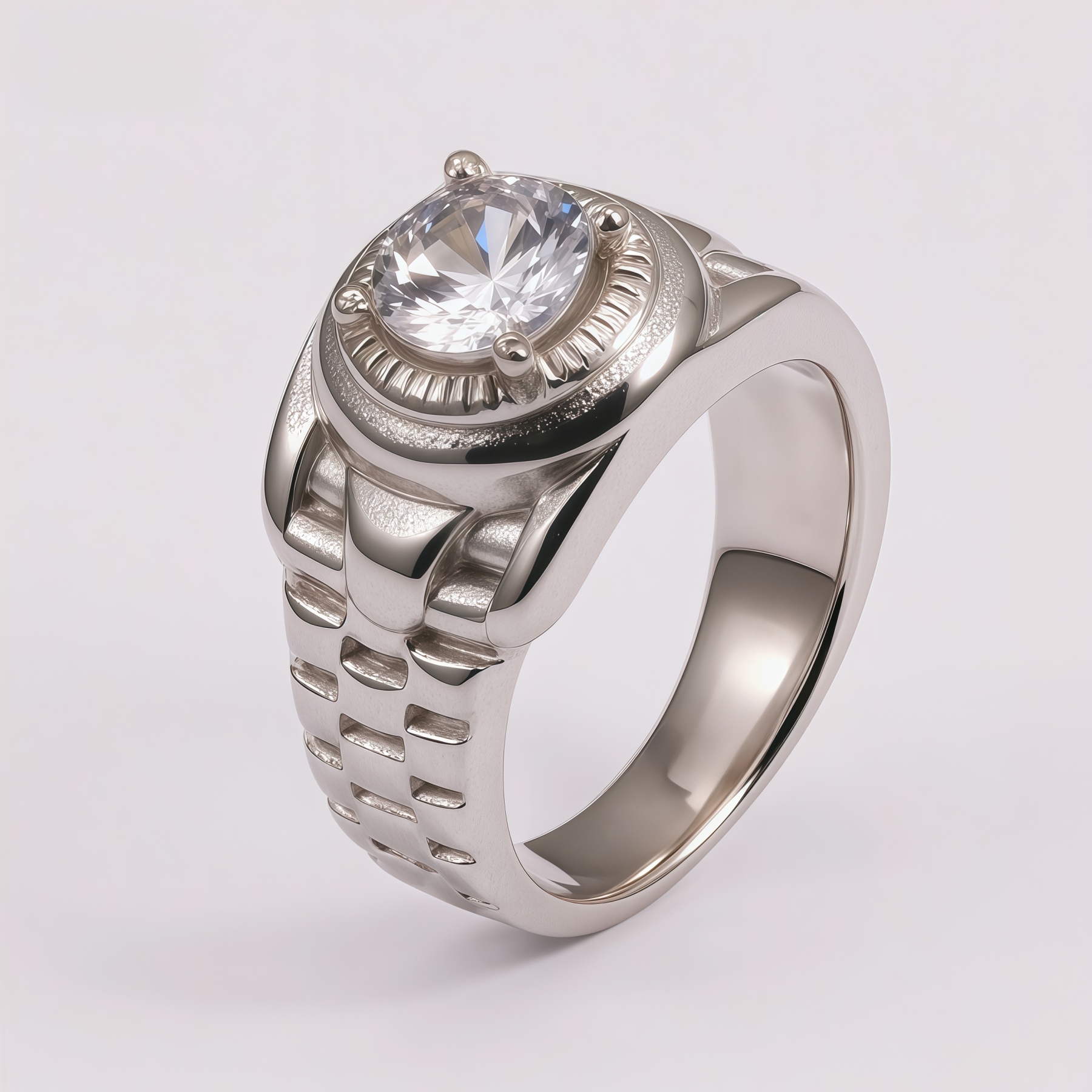 Men's Large Cubic Zirconia Mechanical Style Hip Hop Ring | DZ218