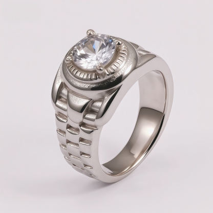 Men's Large Cubic Zirconia Mechanical Style Hip Hop Ring | DZ218