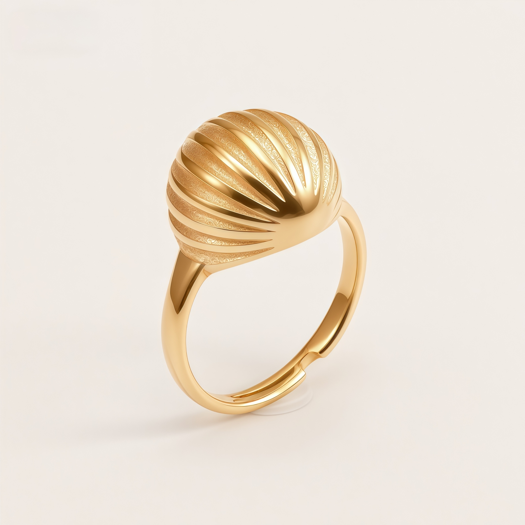 Fashion Engraved Shell Stainless Steel Ring | G003717