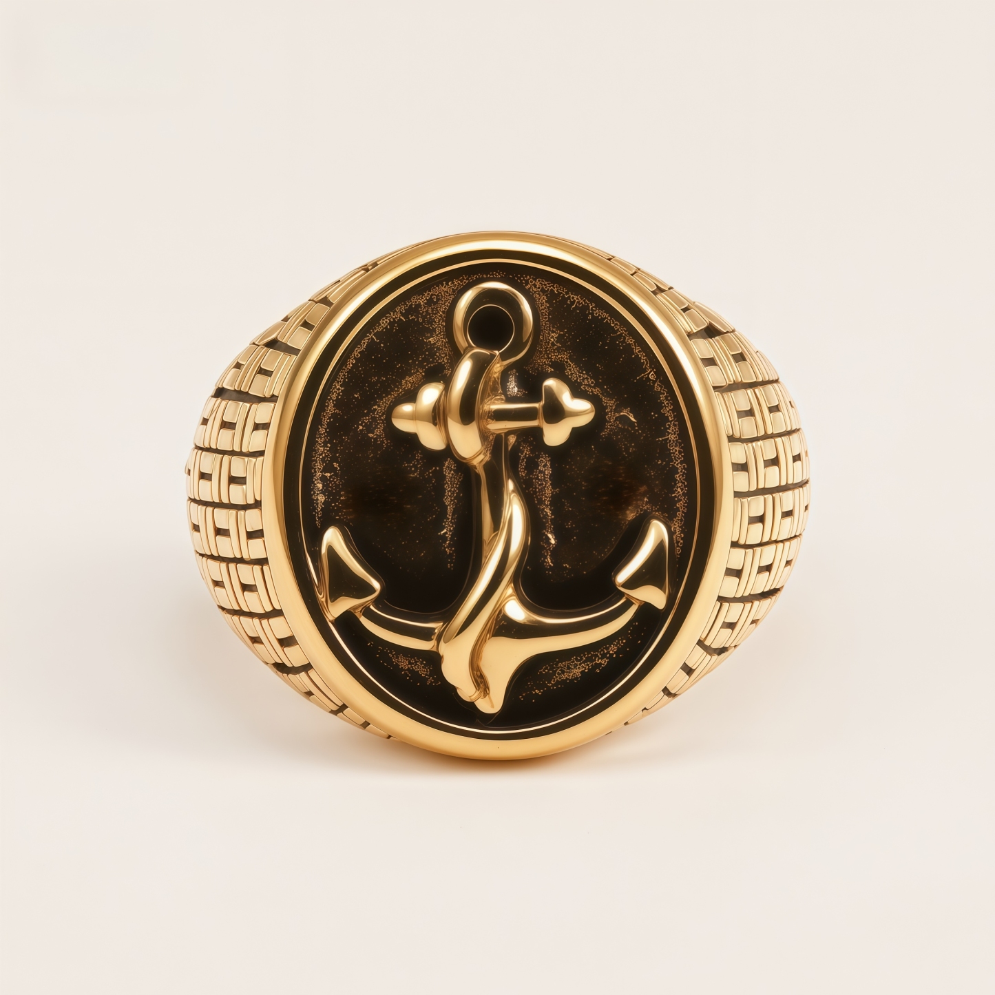 Vintage Men's Stainless Steel Anchor Signet Ring