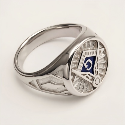 Stainless Steel Masonic Symbol Ring - Retro Cultural Trendy Ring | DZ1657-JinBaoJewerly