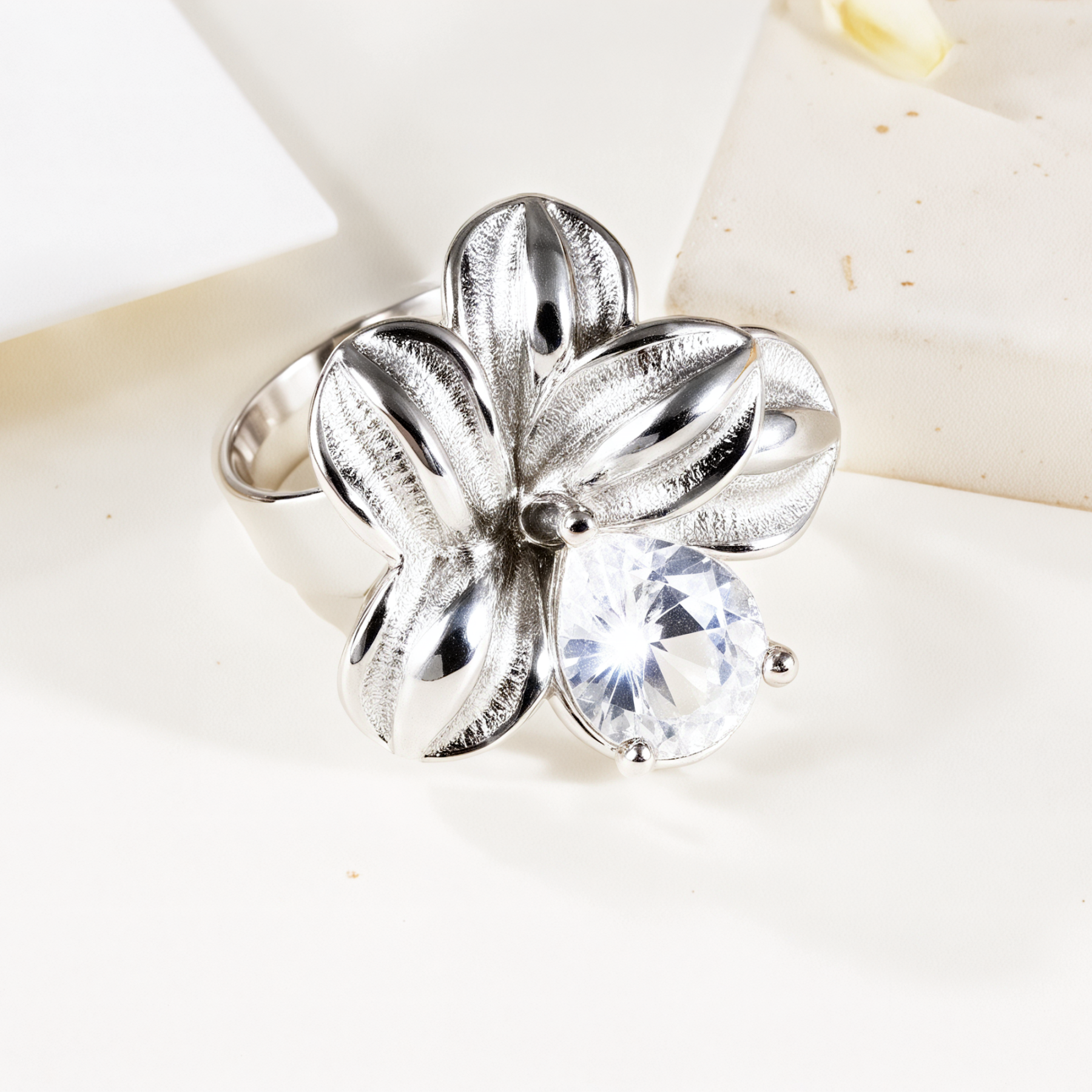 Starlit Petals - White Zircon Ring for Women | G005412-JinBaoJewerly