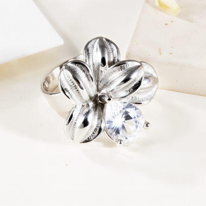 Starlit Petals - White Zircon Ring for Women | G005412-JinBaoJewerly