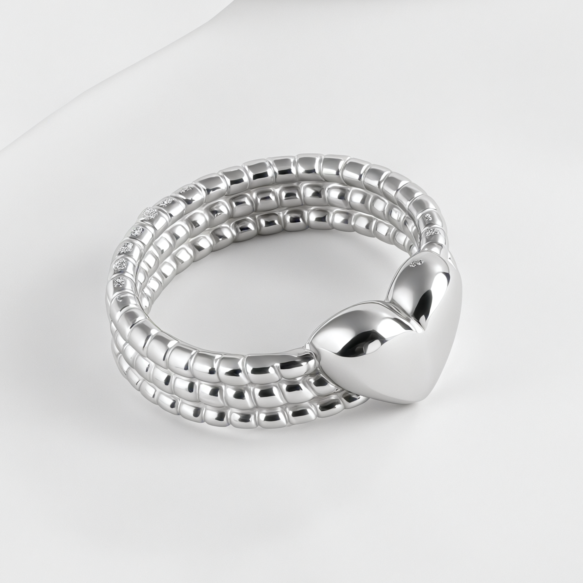 Heart-Shaped Woven Design Light Luxury Stainless Steel Couple Ring | N00530-JinBaoJewerly